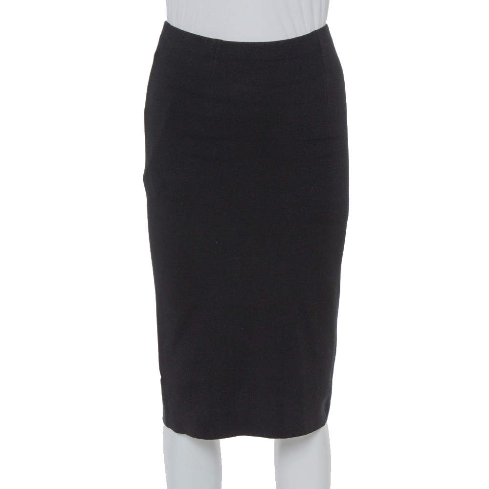 Pre Owned Ralph Lauren Black Merino Wool Knit Tube Skirt S