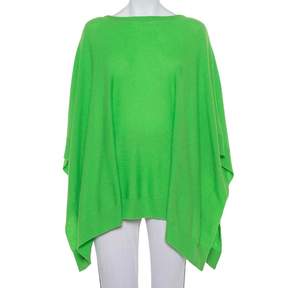 Pre Owned Ralph Lauren Neon Green Cashmere Poncho XS