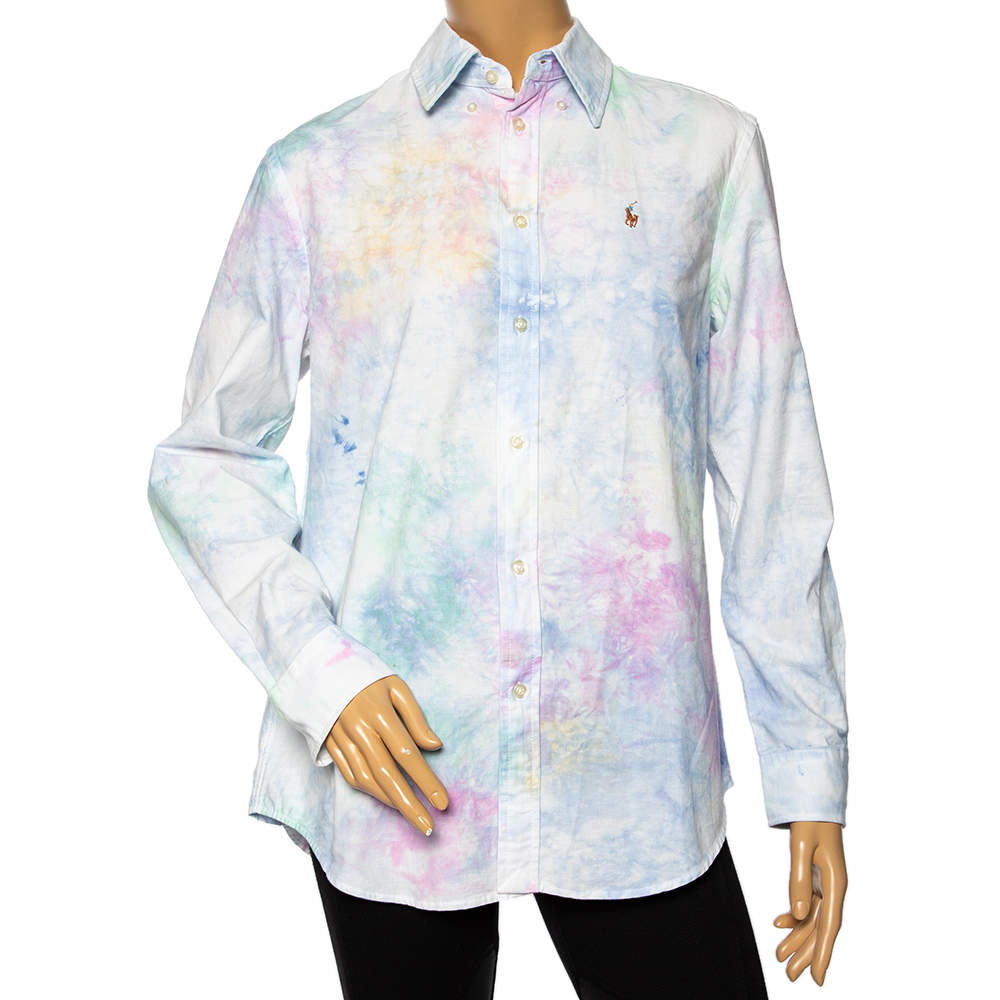 مملوكة مسبقًا Ralph Lauren Multicolored Tie Dyed Cotton Button Front Relaxed Fit Shirt M