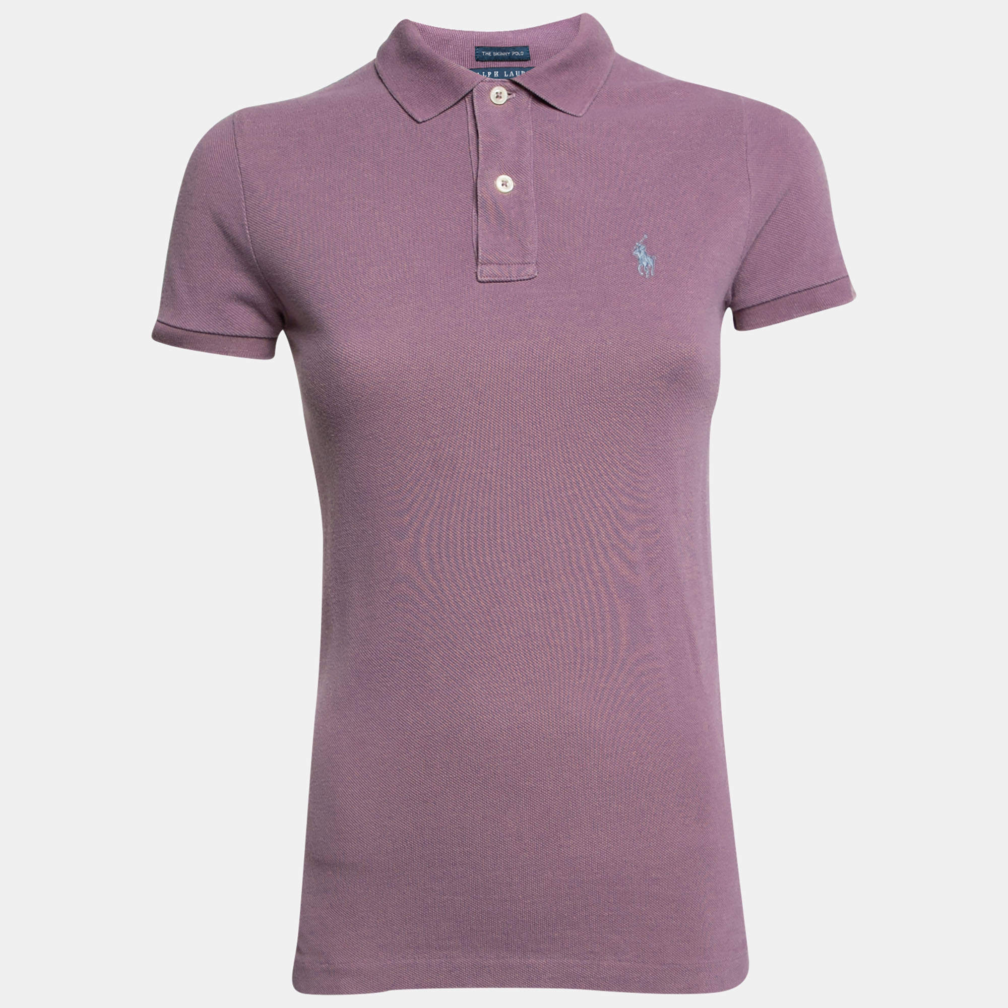 Pre Owned Ralph Lauren Lilac Cotton Pique Skinny Fit Polo T-Shirt S