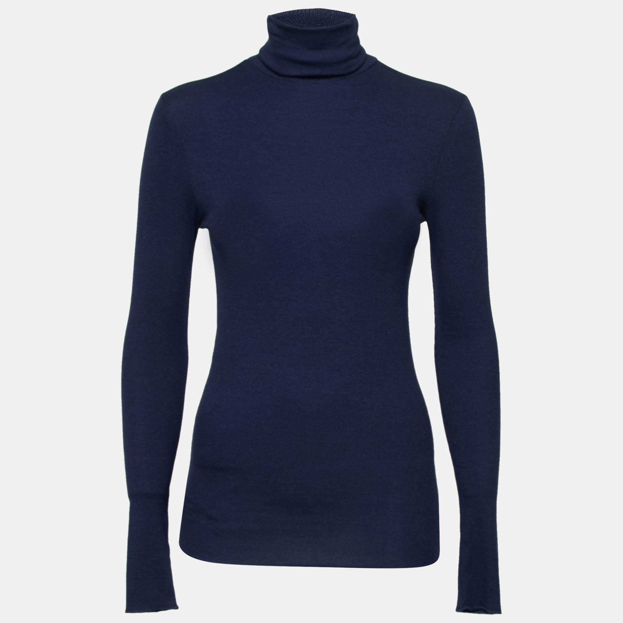 Pre Owned Ralph Lauren Navy Blue Knit Turtleneck Sweater M 