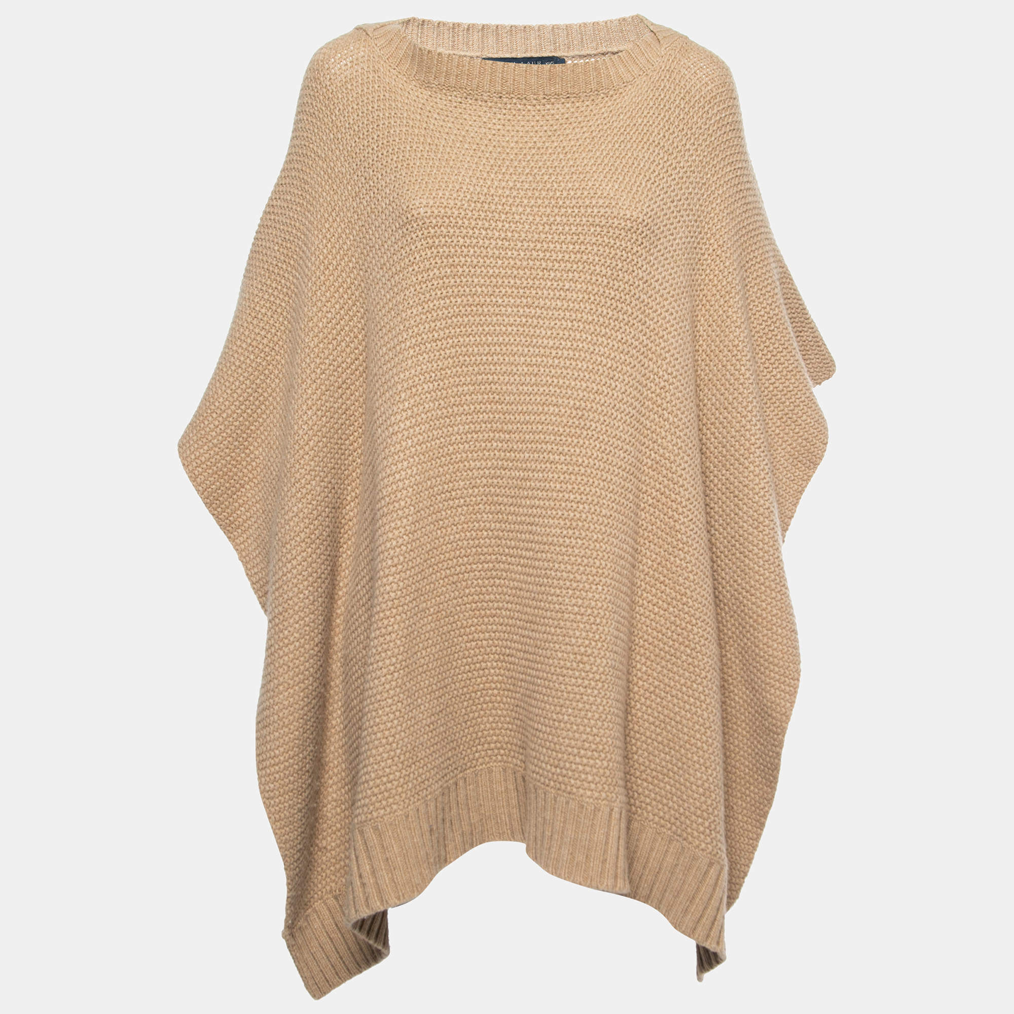 Pre Owned Ralph Lauren Beige Cashmere Knitted Poncho S