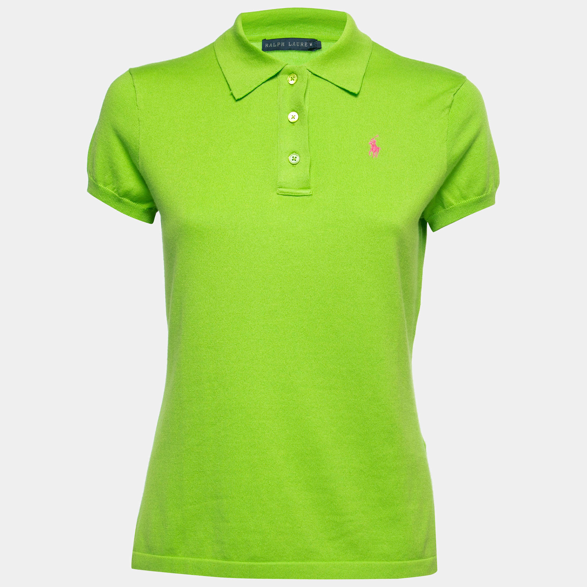 Ralph Lauren Lime Green Knit Polo T-Shirt M Ralph Lauren | TLC
