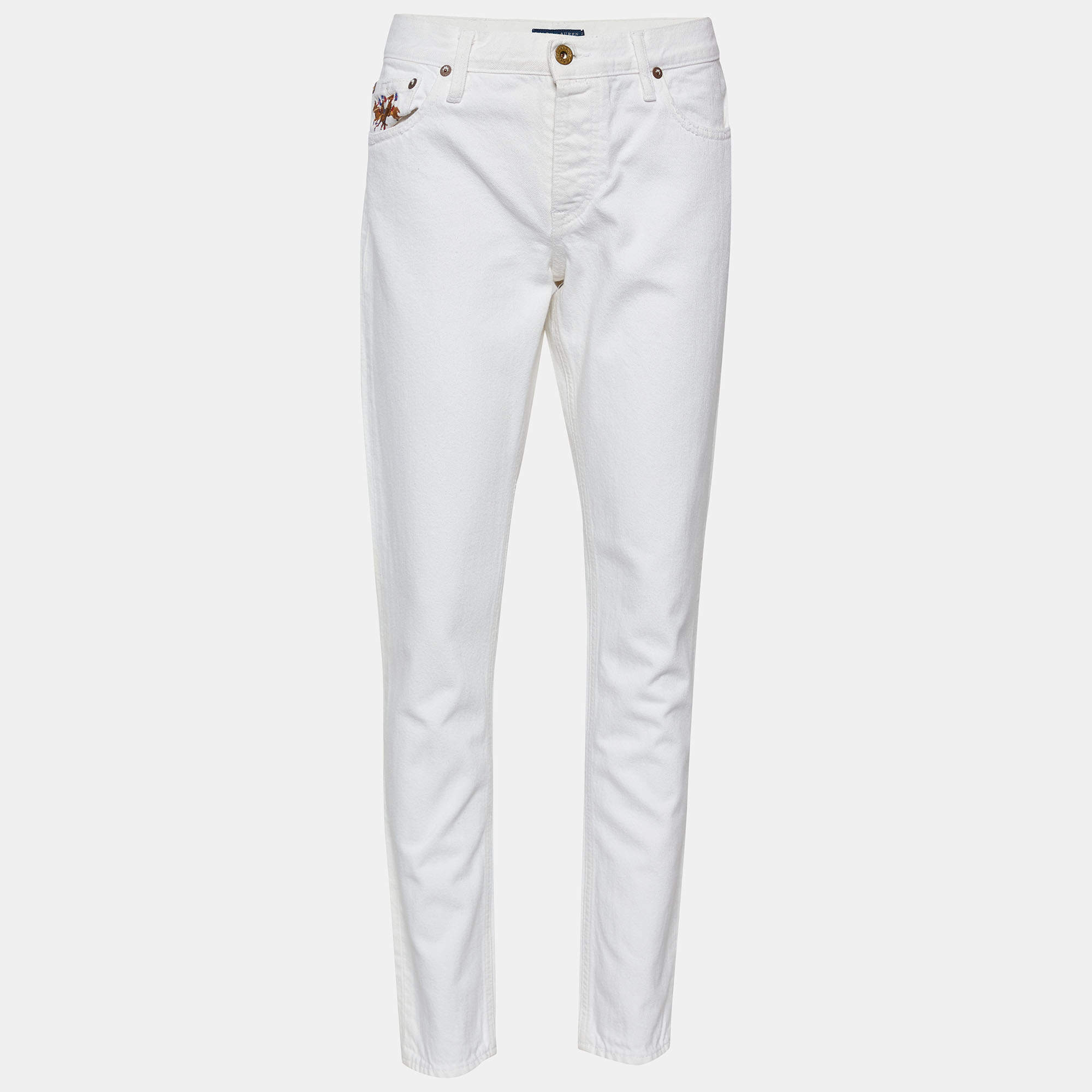 Pre Owned Ralph Lauren White Denim Thompson Jeans M