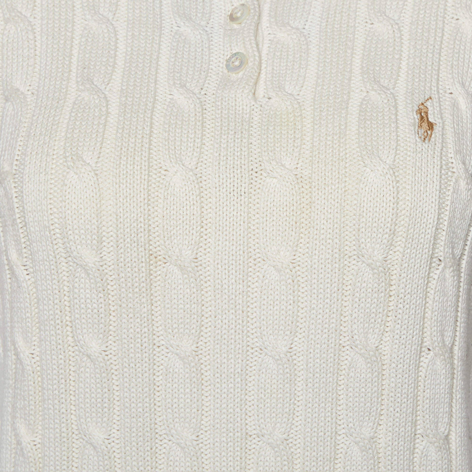 Polo Ralph Lauren Cream Cotton Cable Knit Round Neck Sweater XL Polo Ralph  Lauren | The Luxury Closet