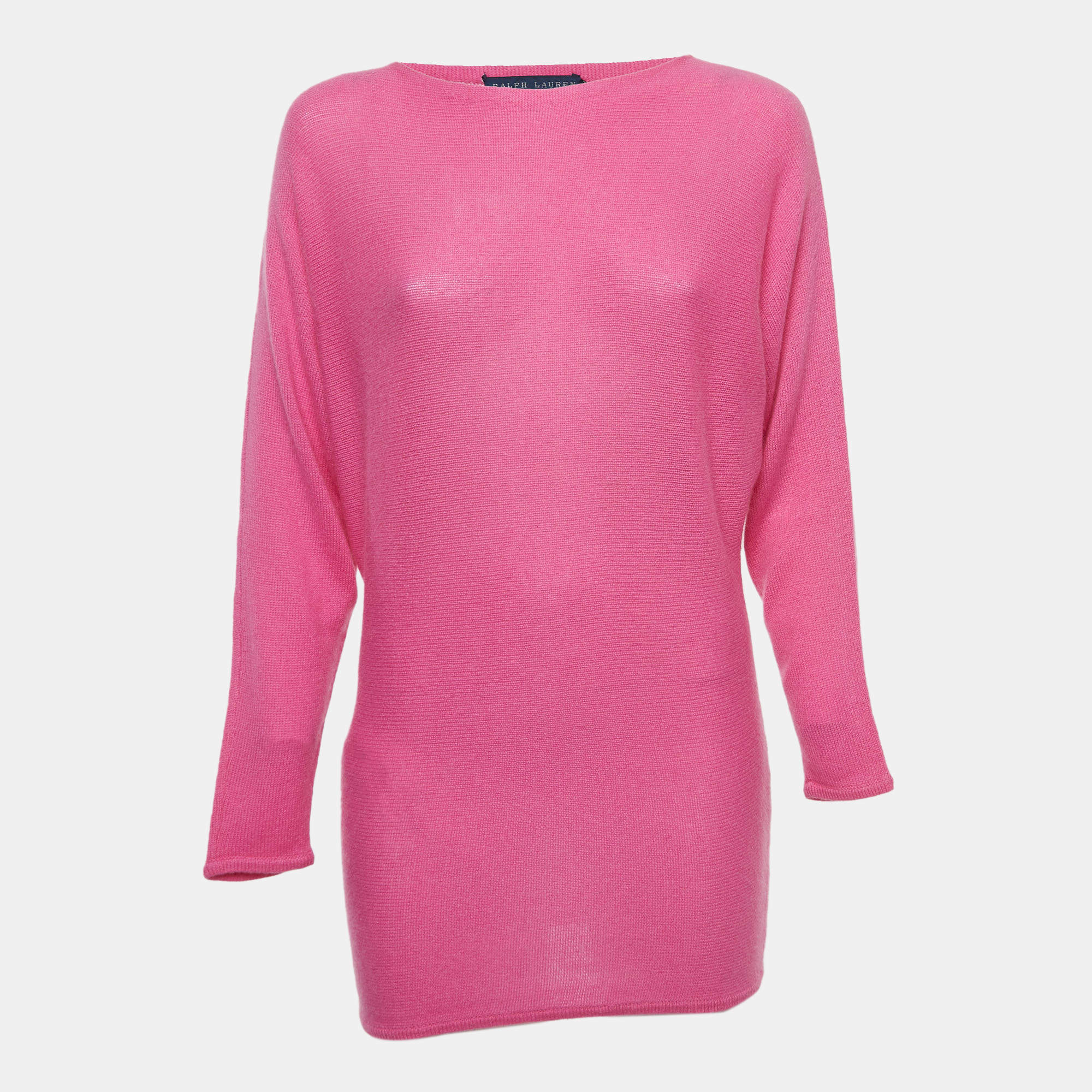 Pre Owned Ralph Lauren Pink Cashmere Long Kimono Sleeve Sweater S