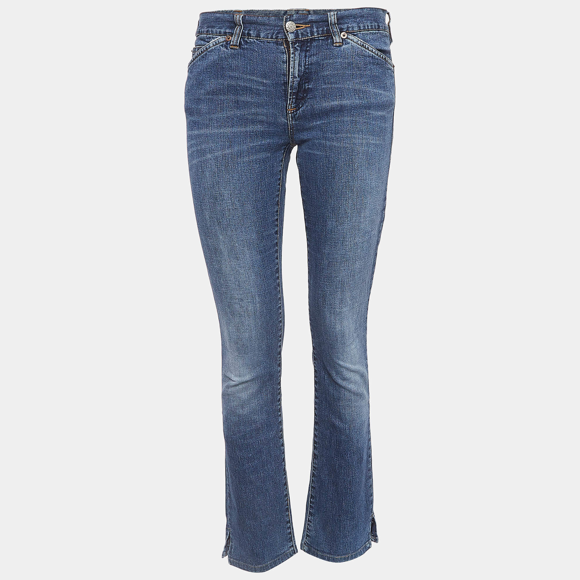 Pre Owned Ralph Lauren Blue Whiskered Denim Skinny Fit Jeans S Waist 28''