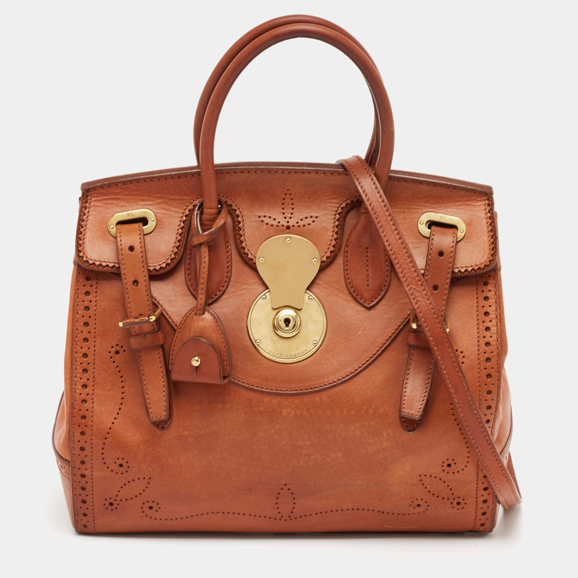 Ralph Lauren Brown Leather Ricky 33 Tote