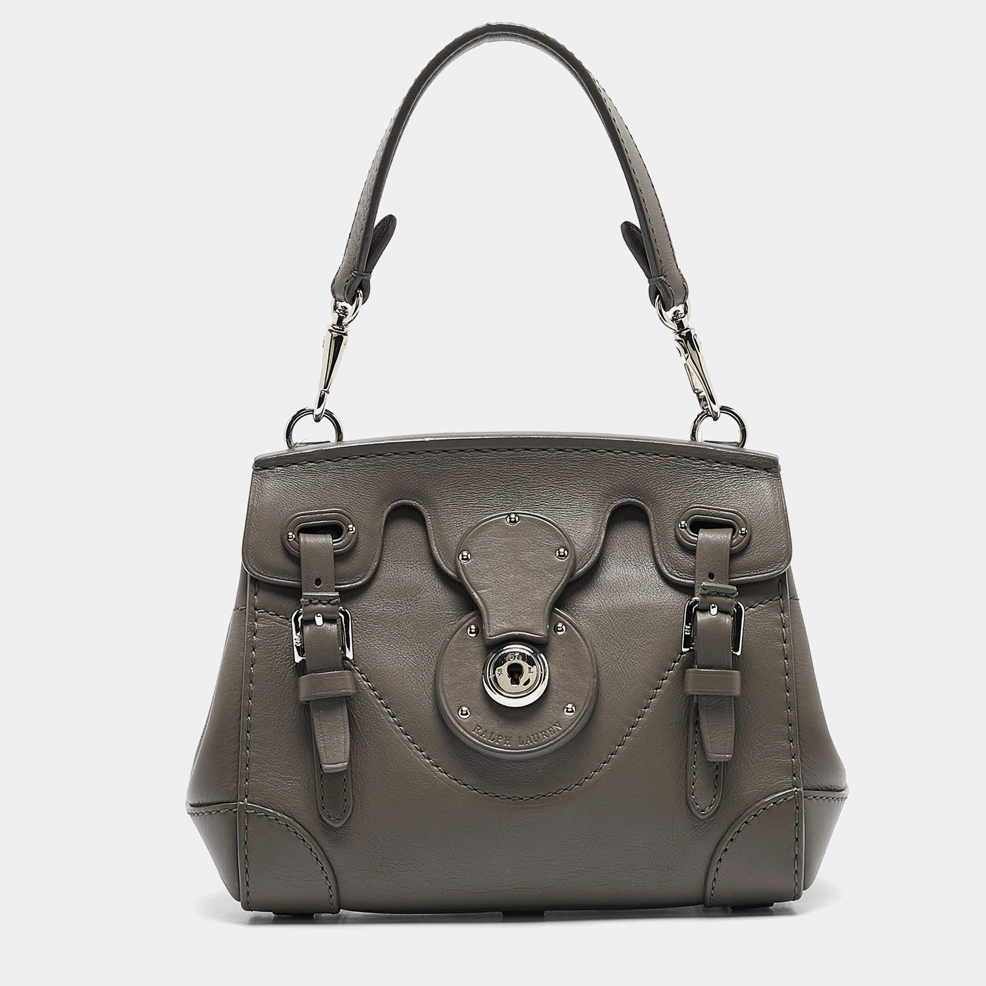 Ralph Lauren Grey Leather Mini Ricky Tote