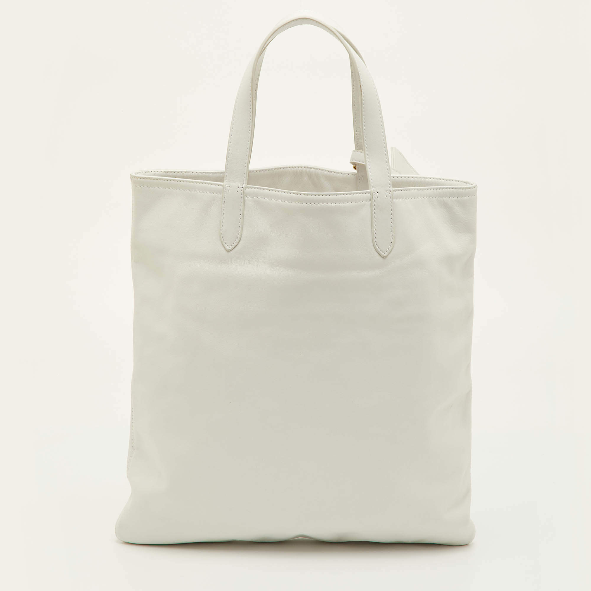 مملوكة مسبقًا Ralph Lauren White /Gold Leather Tote