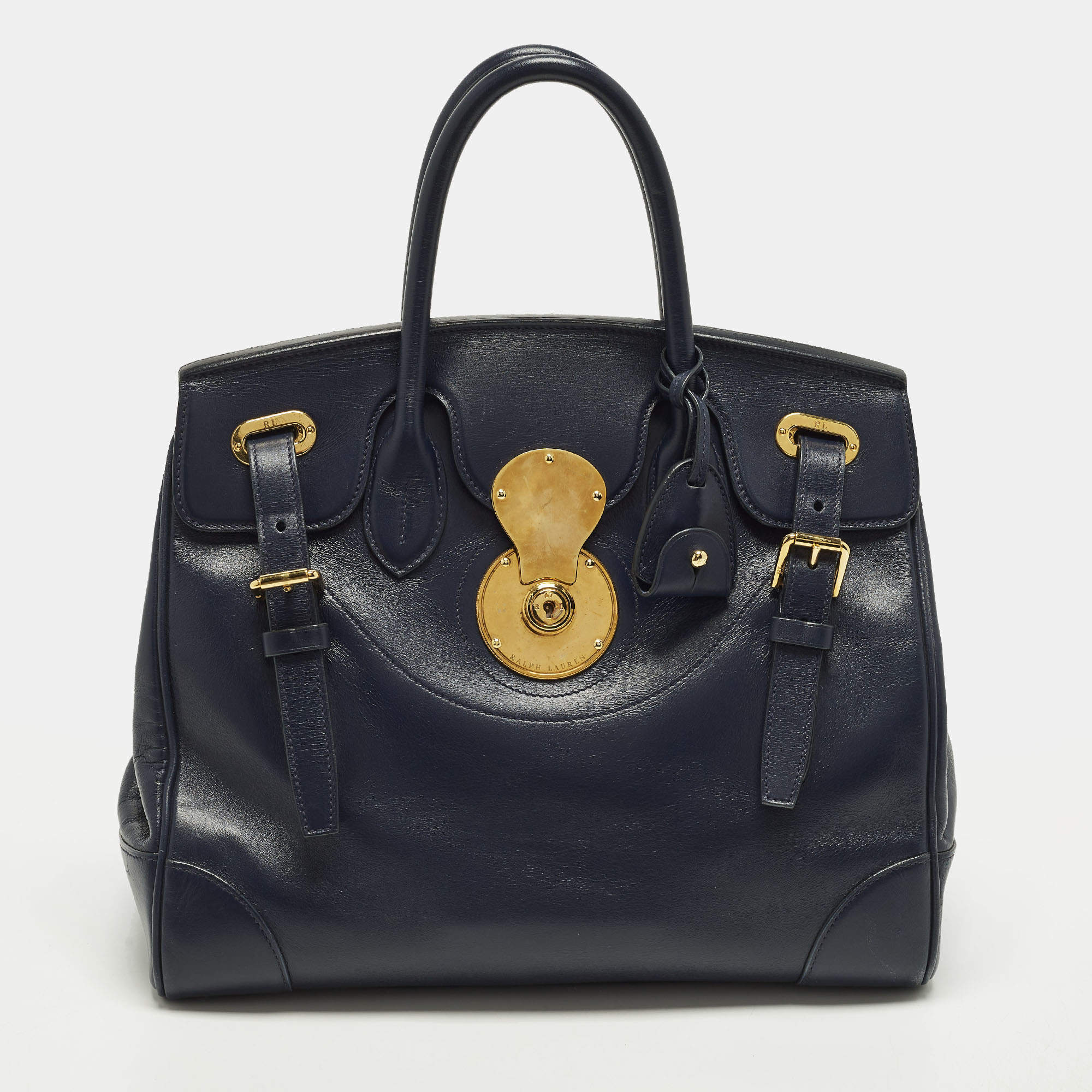 Pre Owned حقيبة يد رالف لورين ريكي 33 جلد كحلي