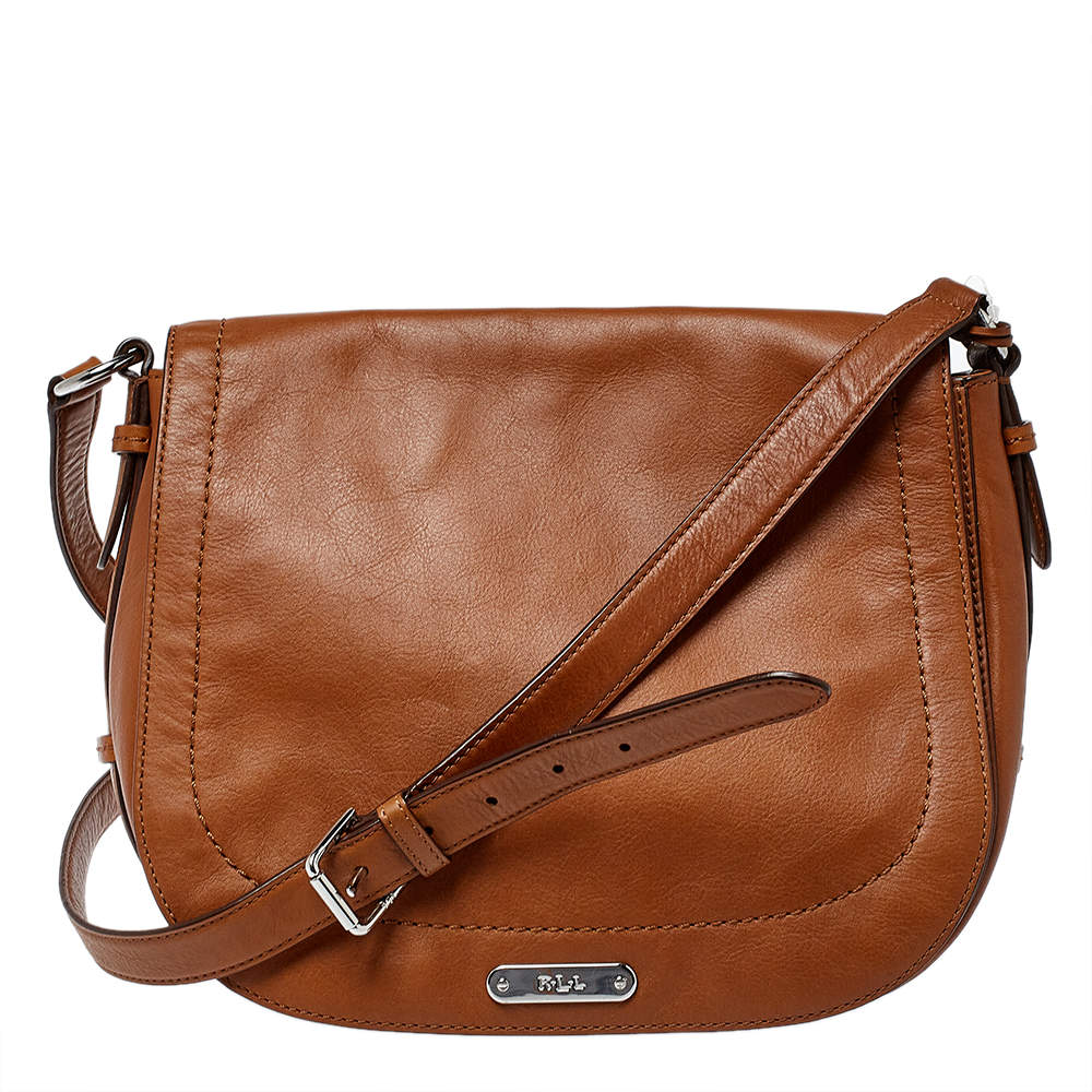 Lauren Ralph Lauren Brown Leather Messenger Bag