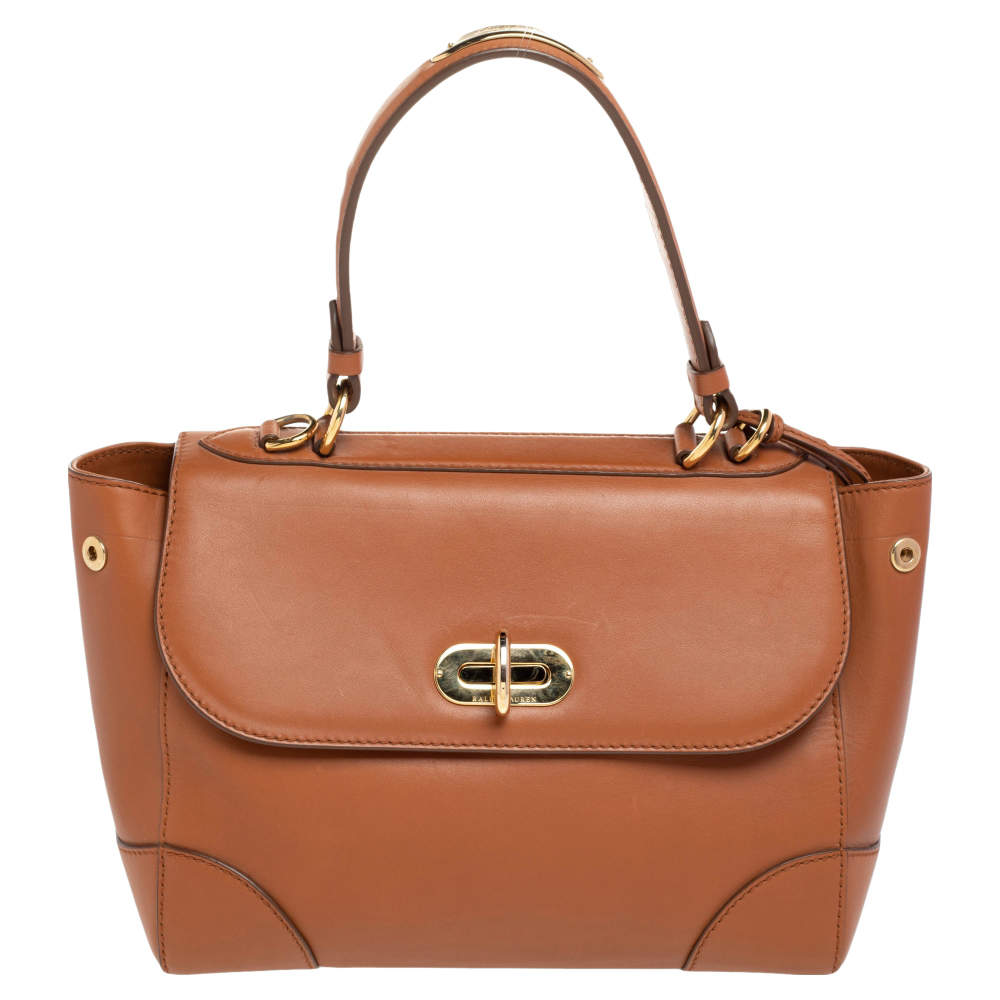 Ralph Lauren Brown Leather Tiffin 27 Top Handle Bag