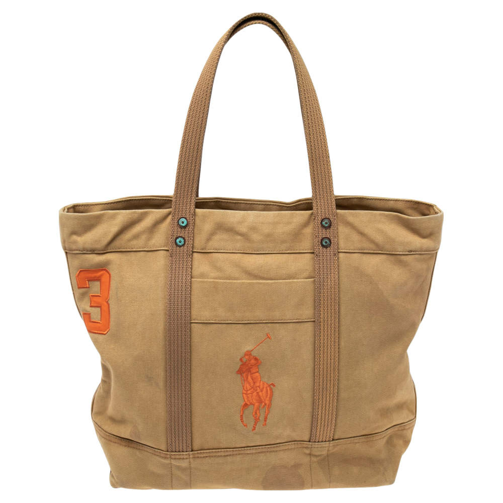 مملوكة مسبقًا Ralph Lauren Beige Canvas Logo Tote