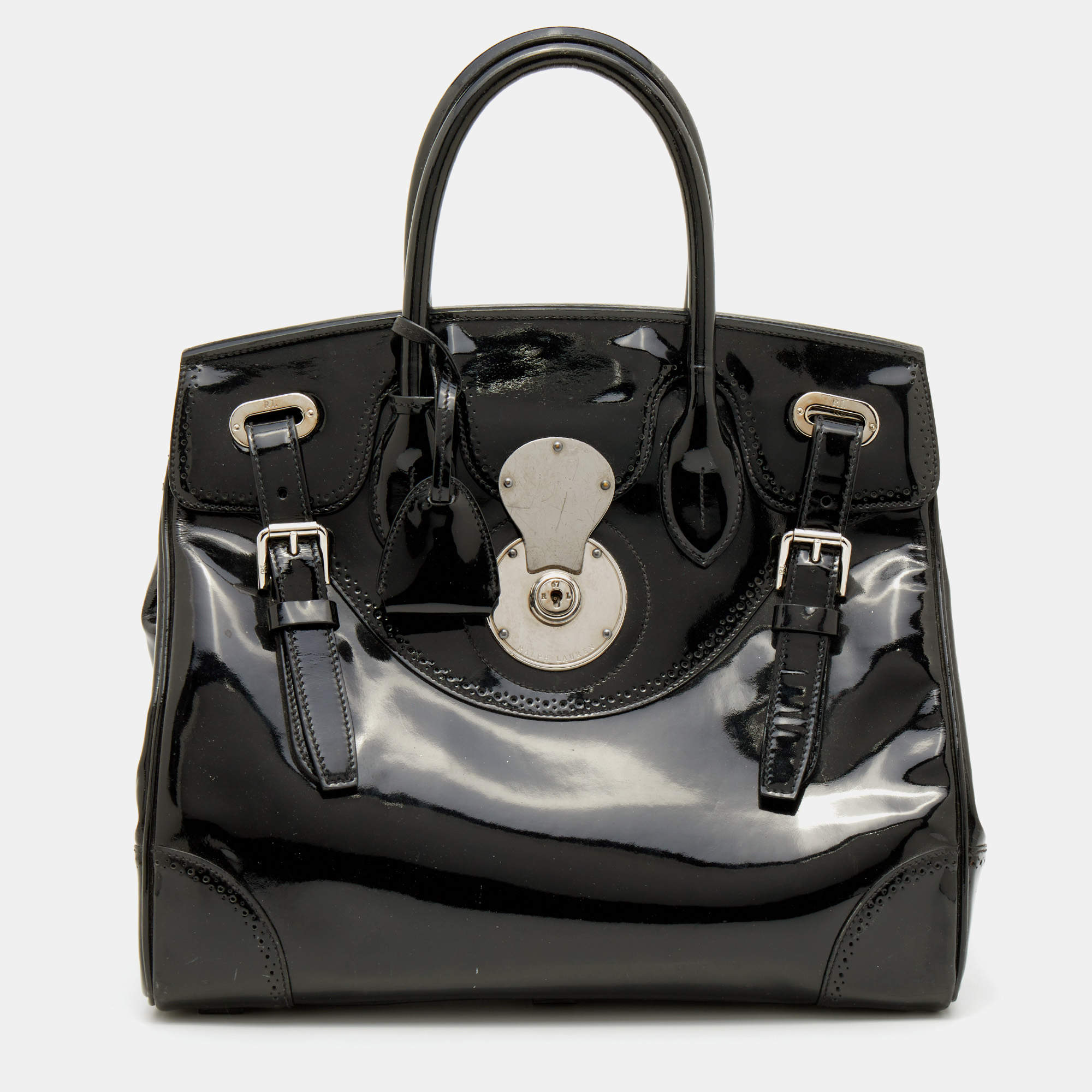 Pre Owned Ralph Lauren Black Patent Leather Ricky Tote