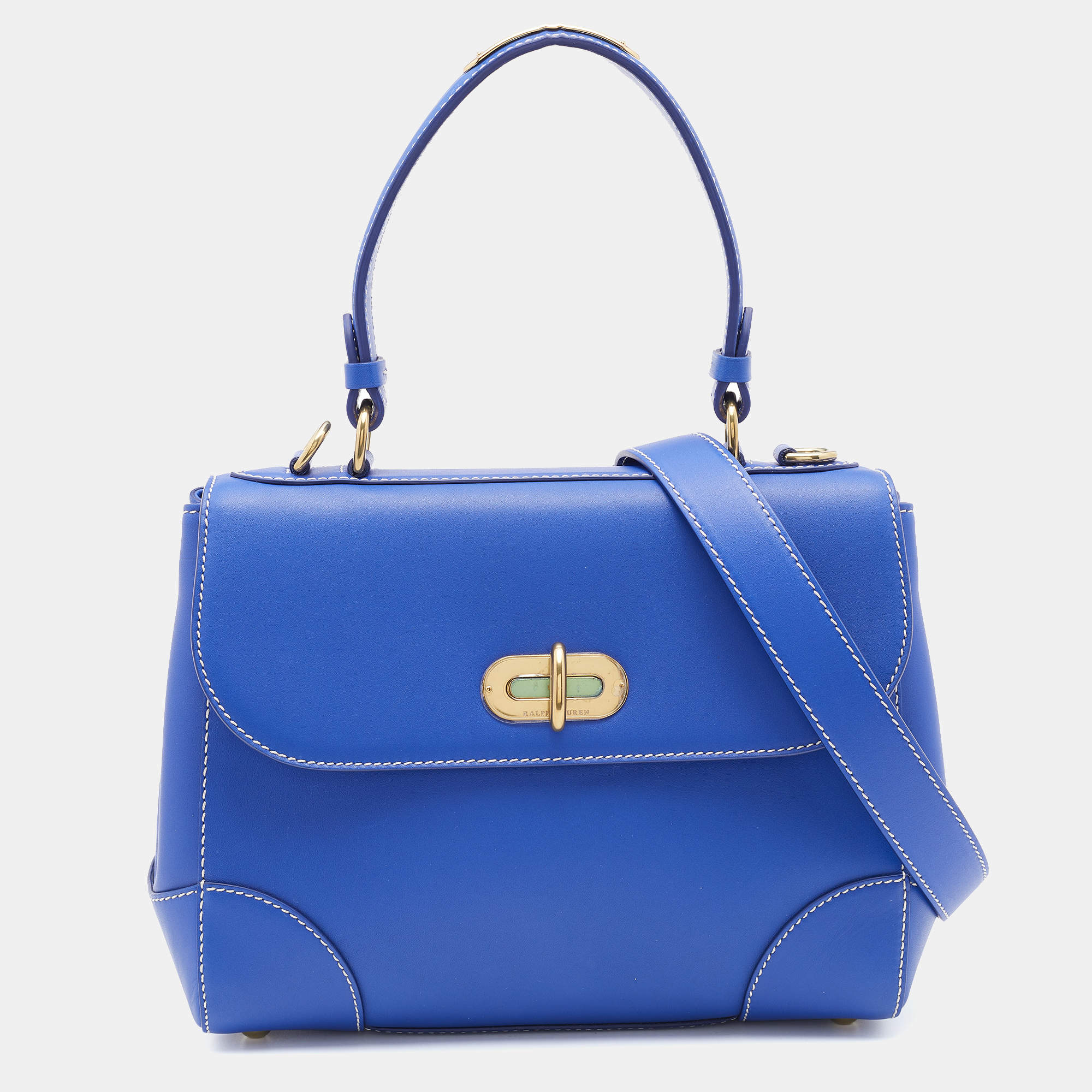 Ralph Lauren Blue Leather Tiffin Top Handle Bag Ralph Lauren | The ...