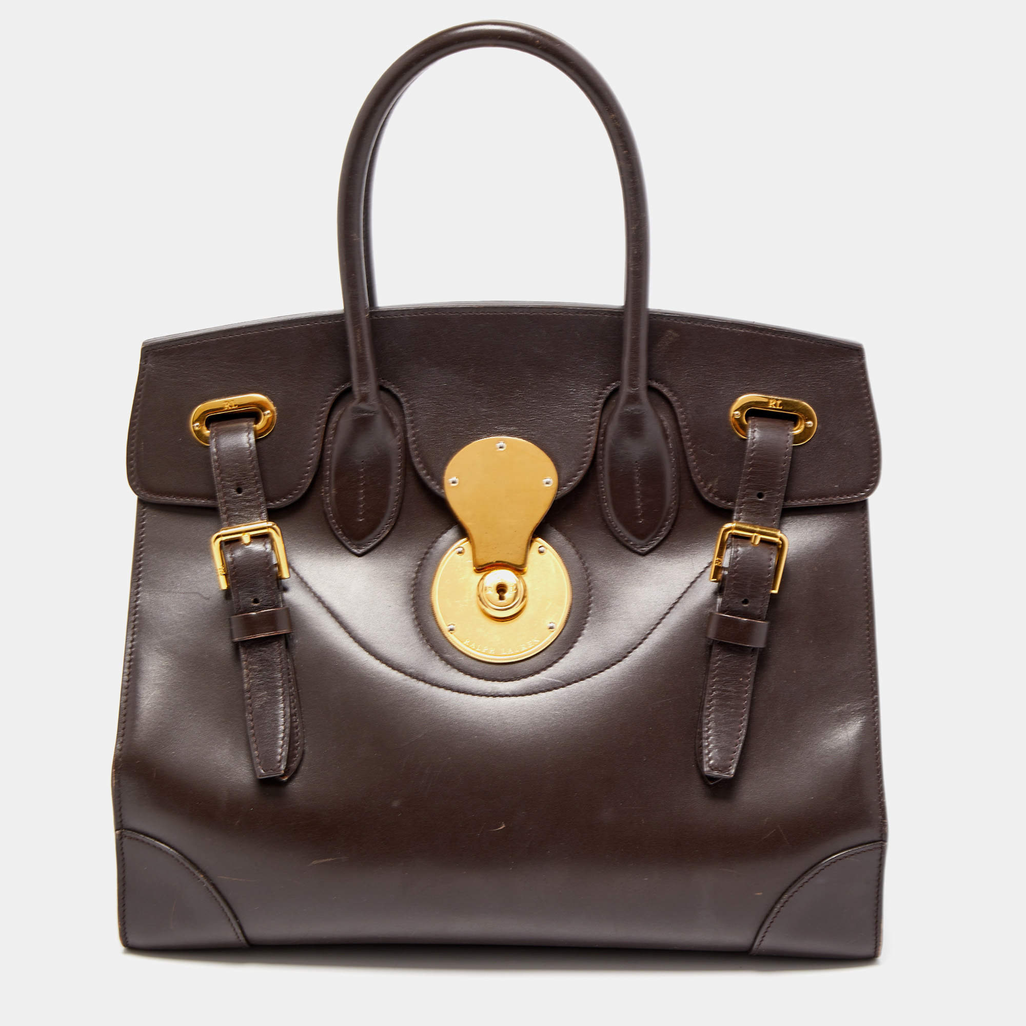 Pre Owned Ralph Lauren Dark Brown Leather Ricky 33 Tote