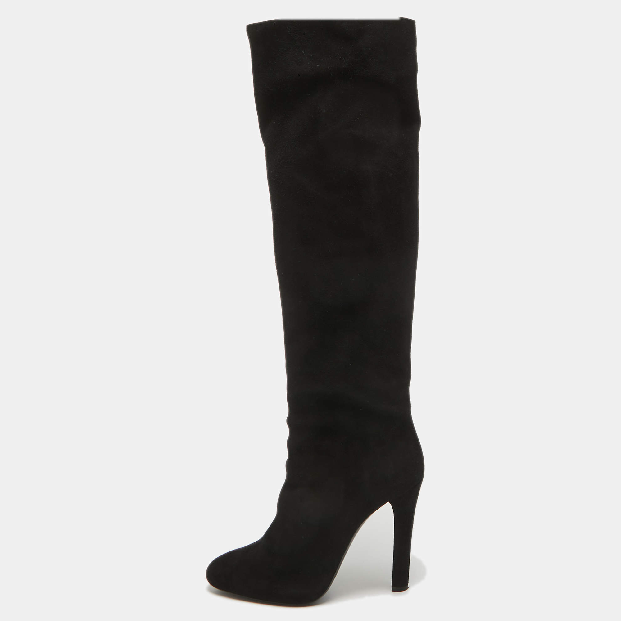 Pre Owned Ralph Lauren Black Suede Knee Length Boots Size 38
