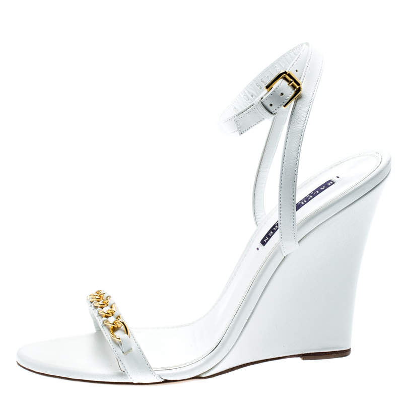 ralph lauren white wedge sandals