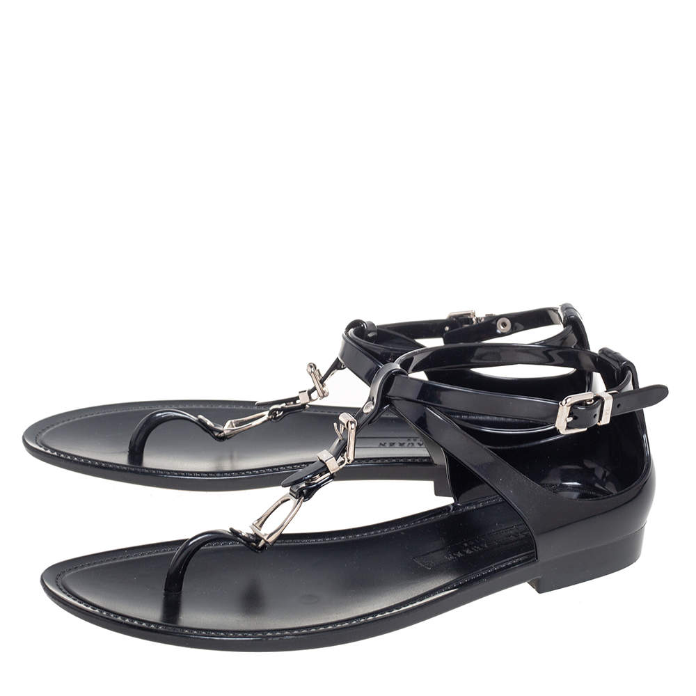 Ralph Lauren Ellington Leather Sandal in Black | Lyst