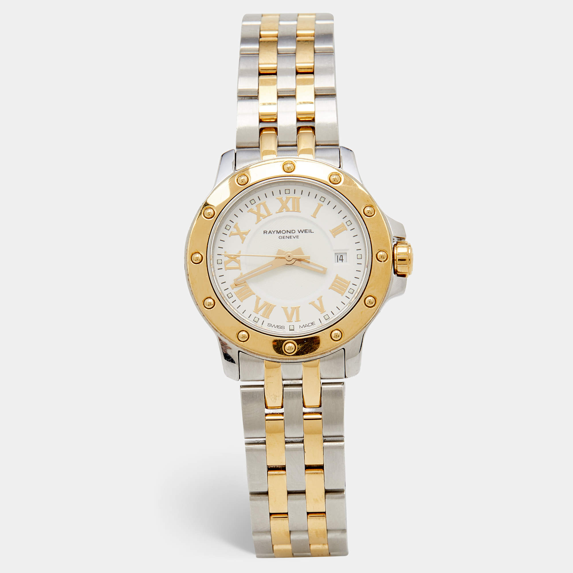 Raymond Weil White Two Tone Stainless Tango 5399 Women's Wristwatch 28 mm