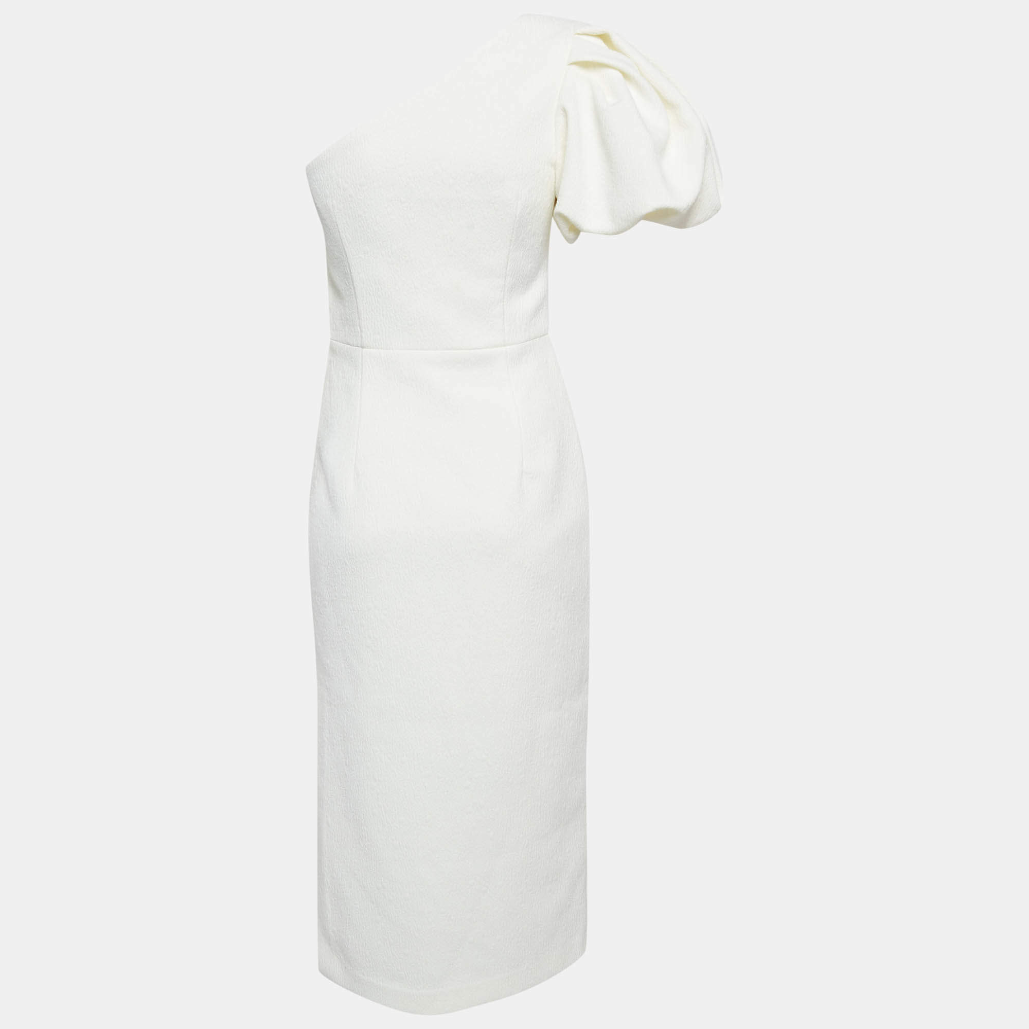Rebecca Vallance Textured Crepe One-Shoulder Midi Dress S – On - Main Image