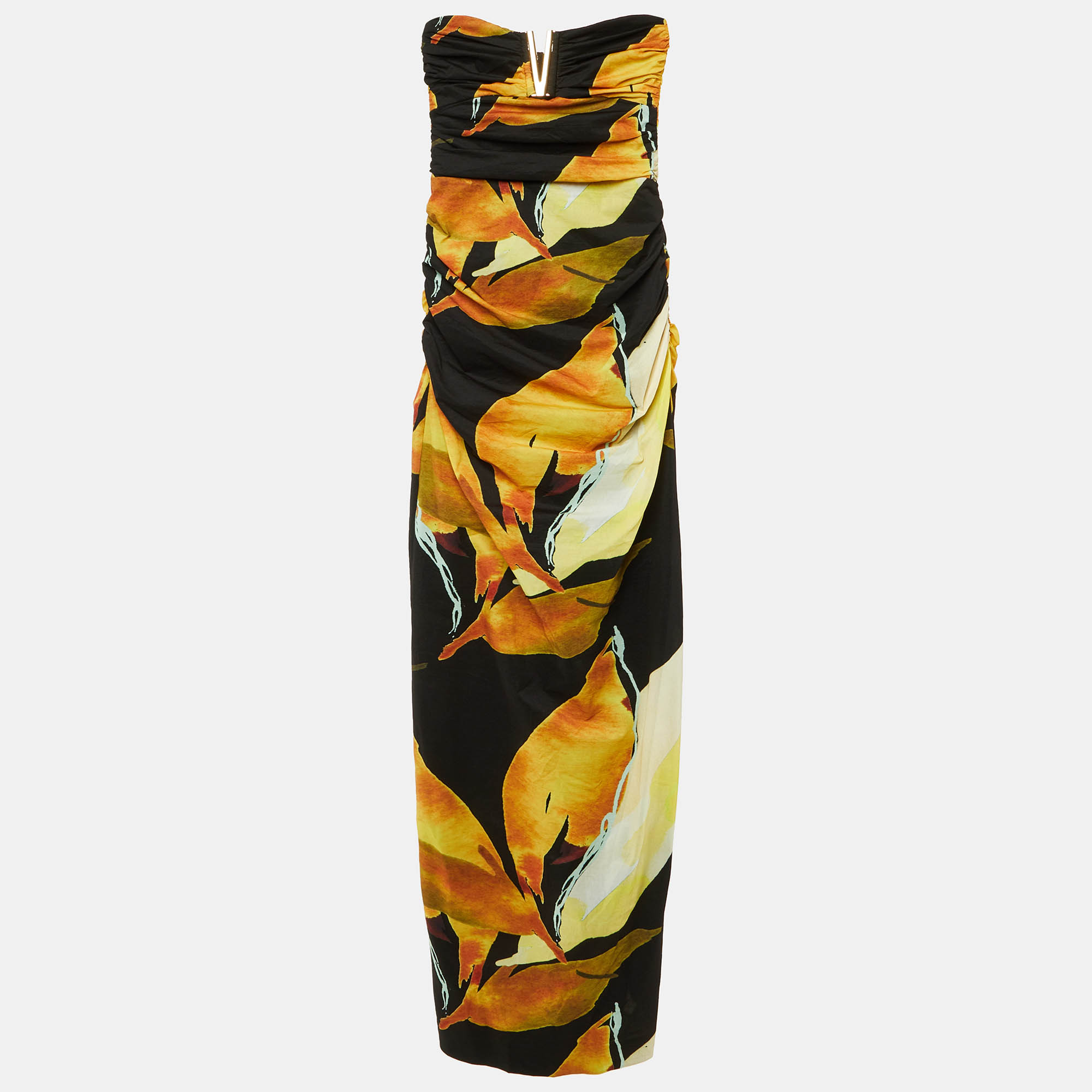 Pre Owned Rebecca Vallance Multicolor Printed Stretch Petals of Paradise Dress S