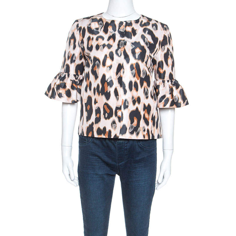 Red Valentino Beige Leopard Print Taffeta Jacket M