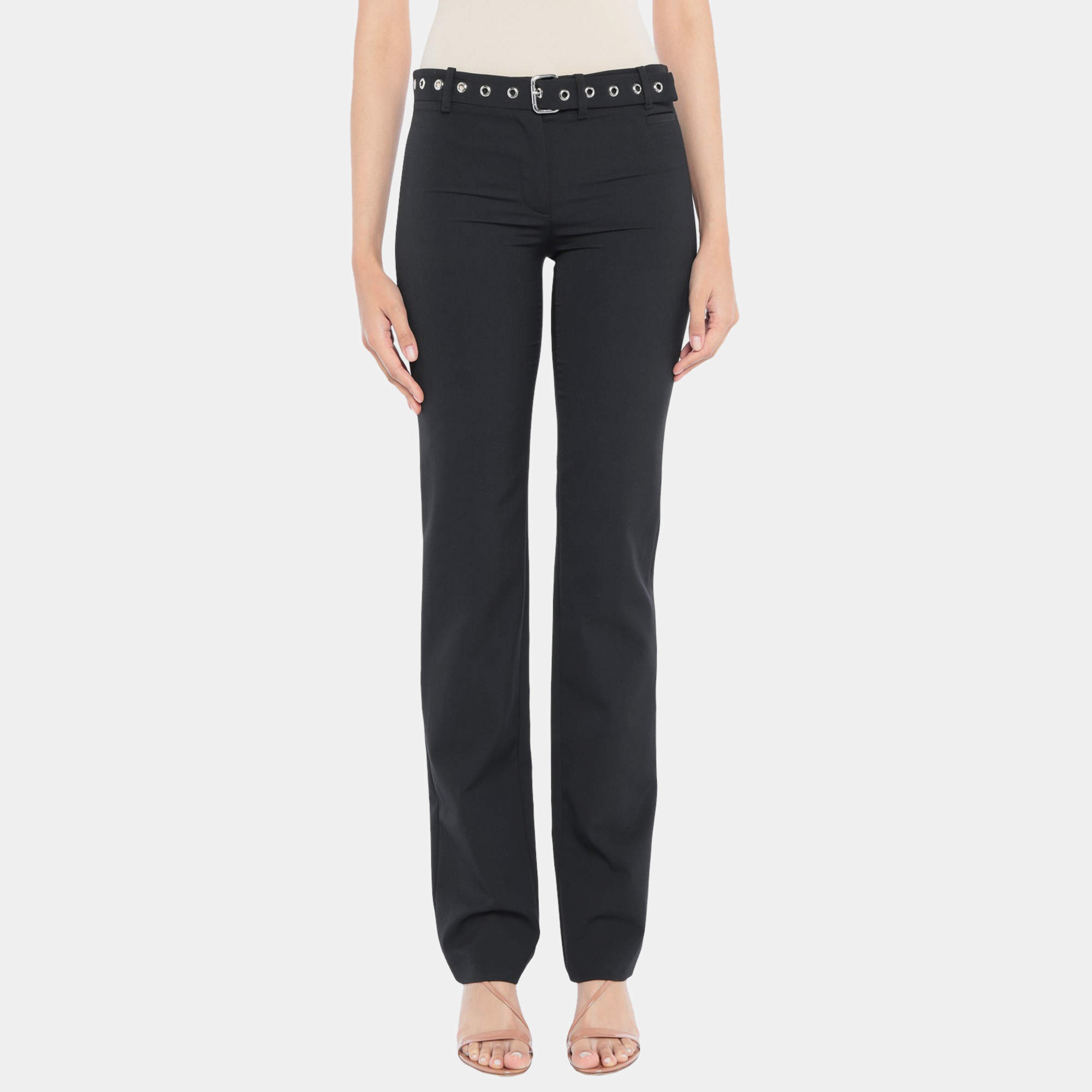 Pre Owned RED Valentino Black Crepe Belted Pants S (IT 38)