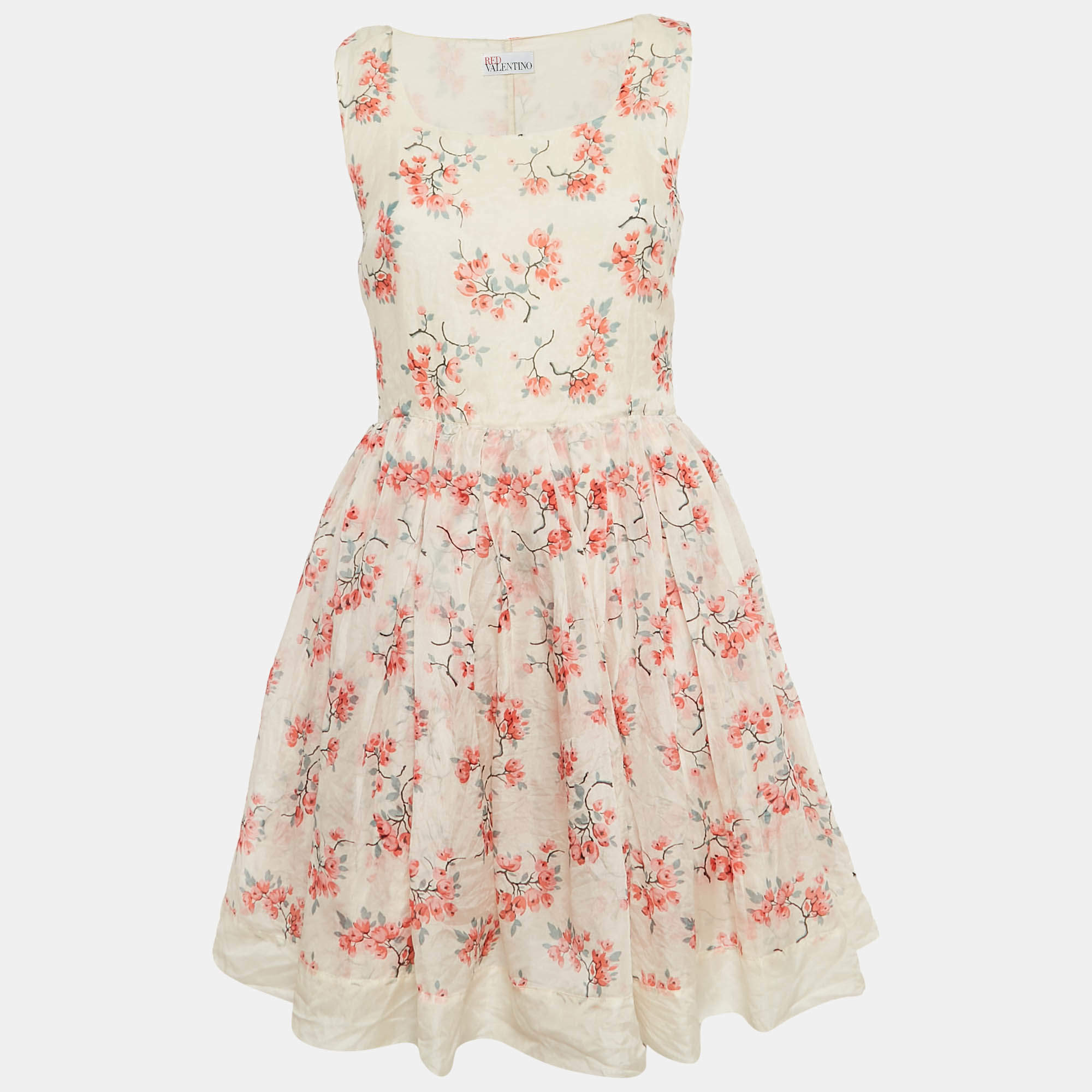 RED Valentino Cream Daisy Silk Mini Dress XS