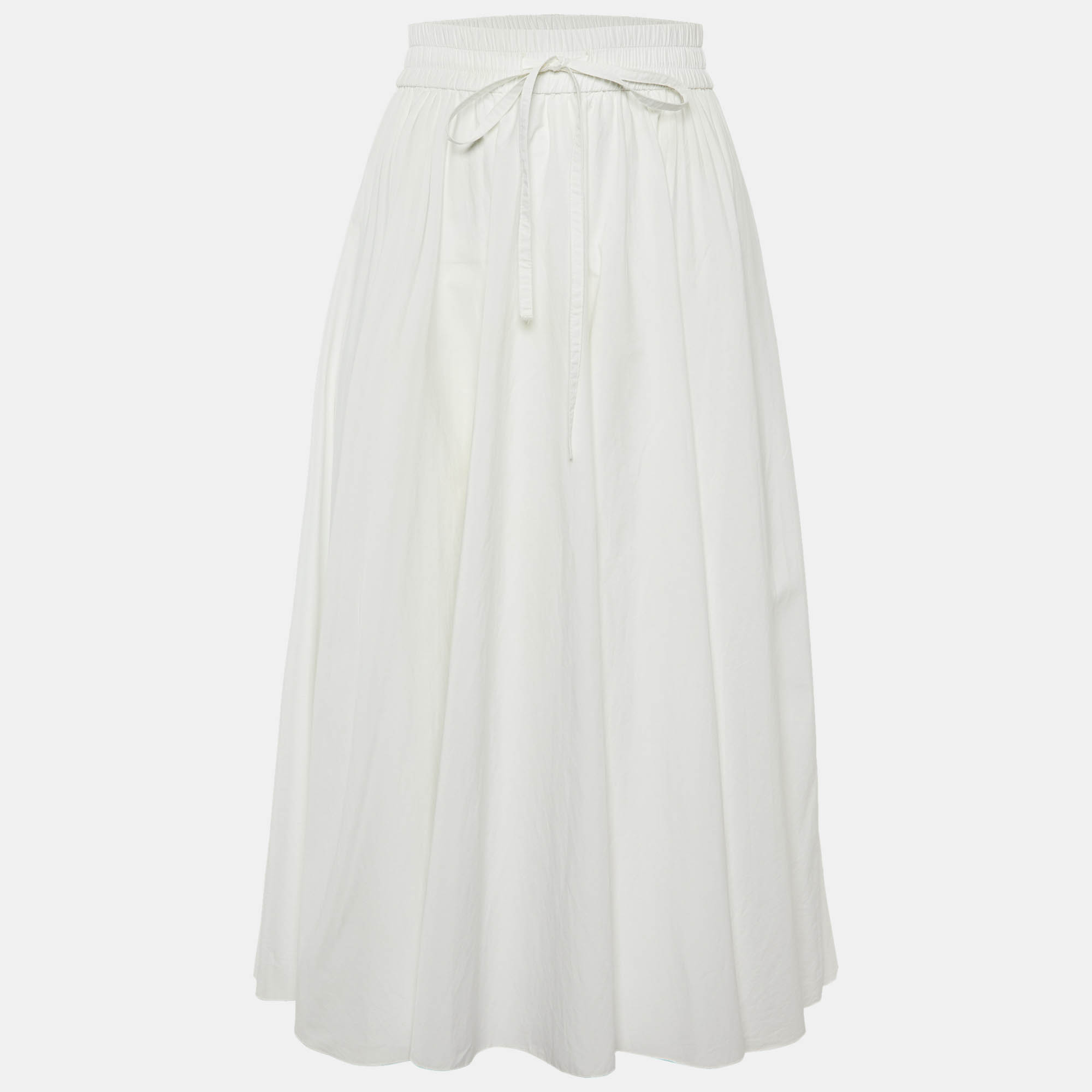RED Valentino White Cotton Blend Flared Midi Skirt XS