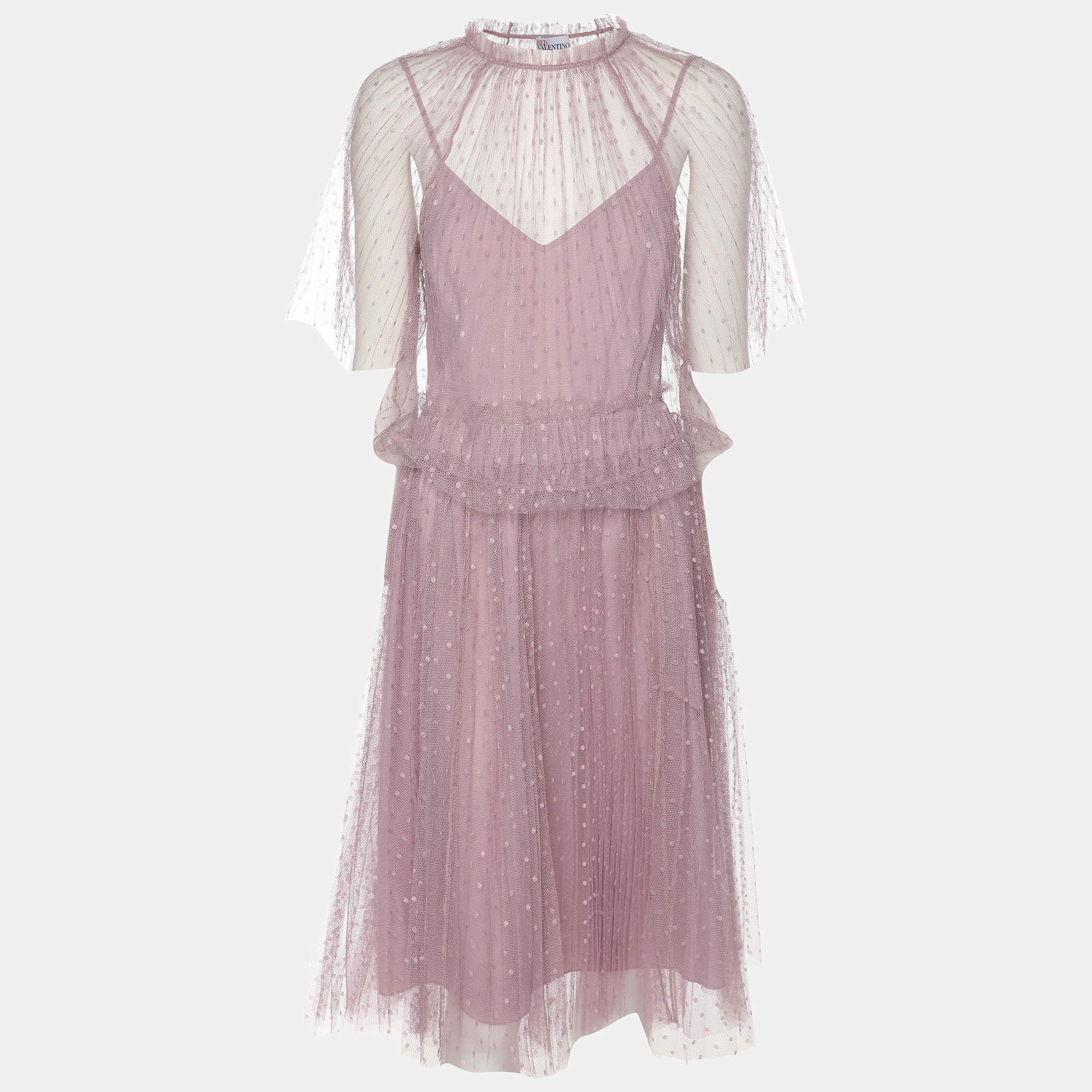 RED Valentino Mauve Tulle Top and Skirt Set S