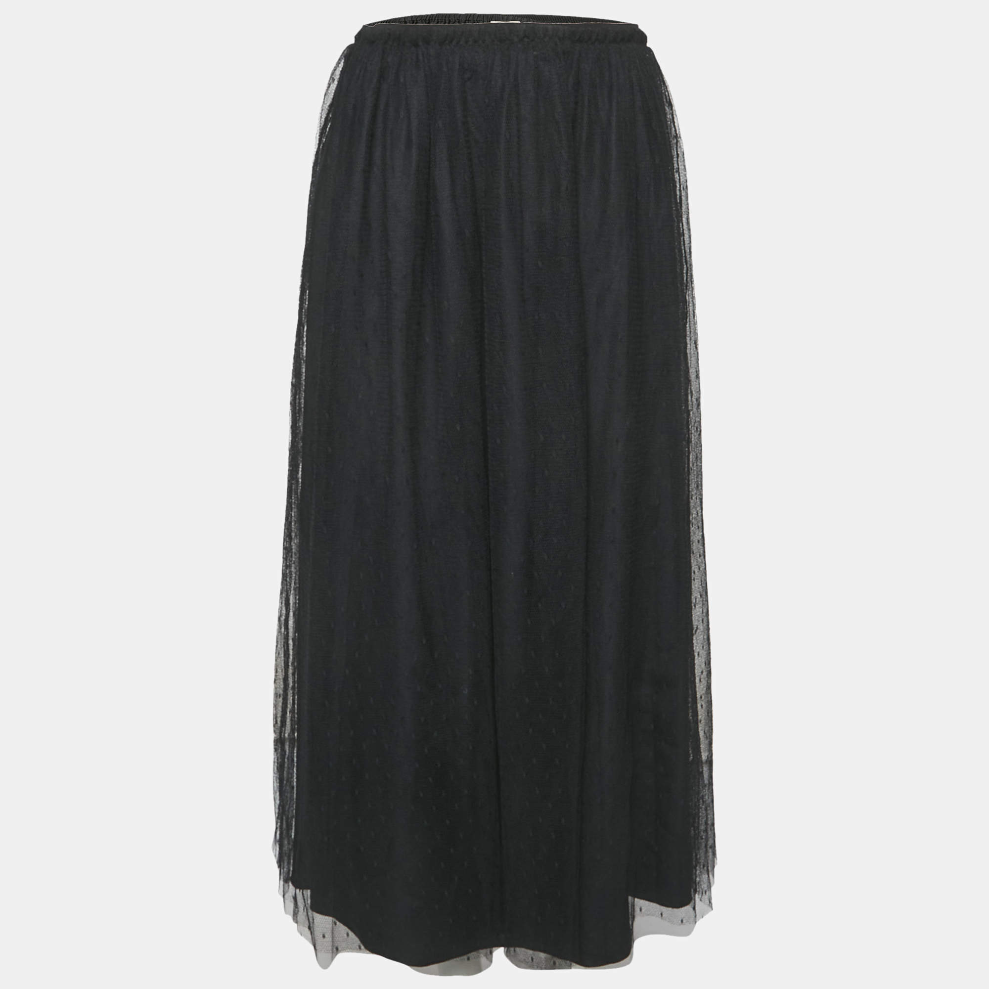 RED Valentino Black Tulle Midi Skirt M