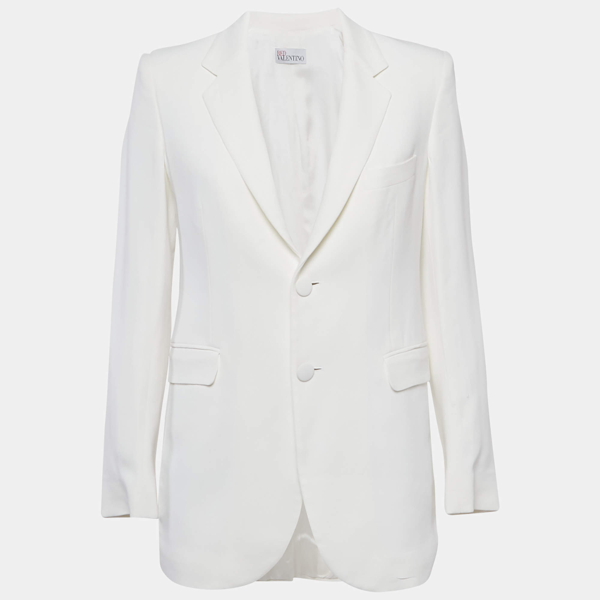 Pre Owned RED Valentino White Crepe Single Breasted Blazer M