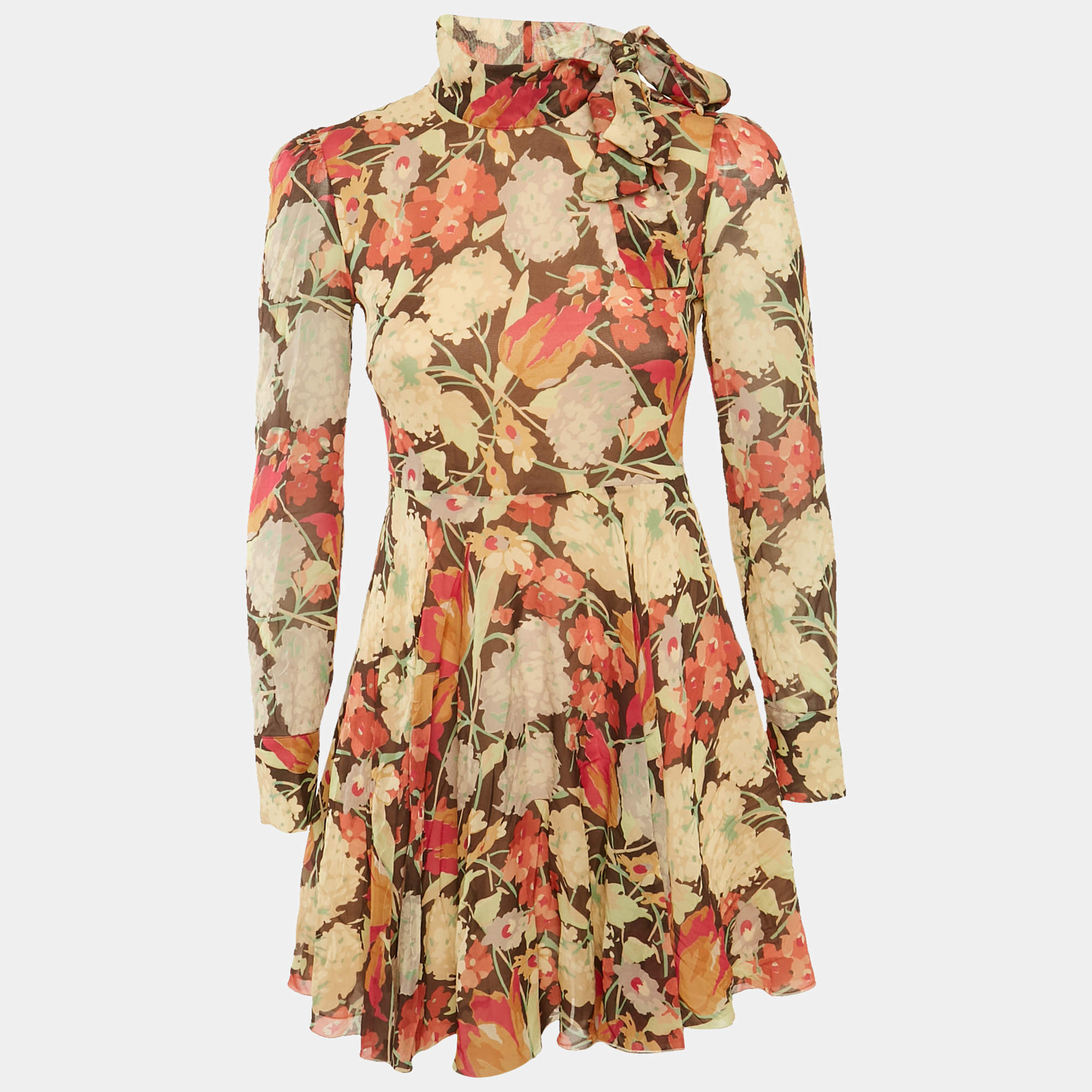 Pre Owned RED Valentino Pink Floral Print Silk Mini Dress S