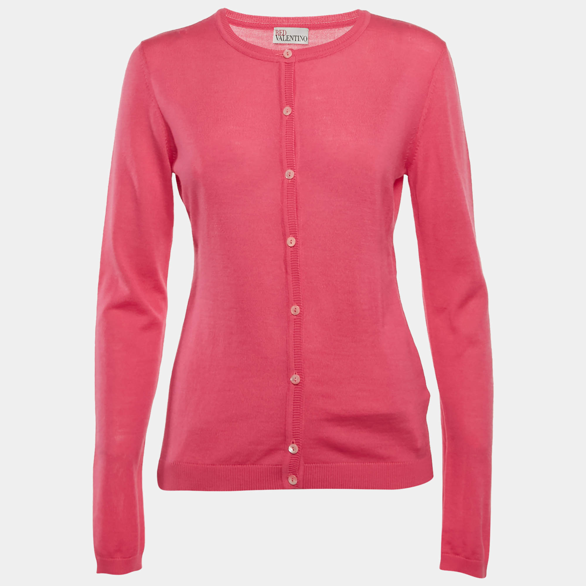 Pre Owned RED Valentino Pink Wool Knit Cardigan L