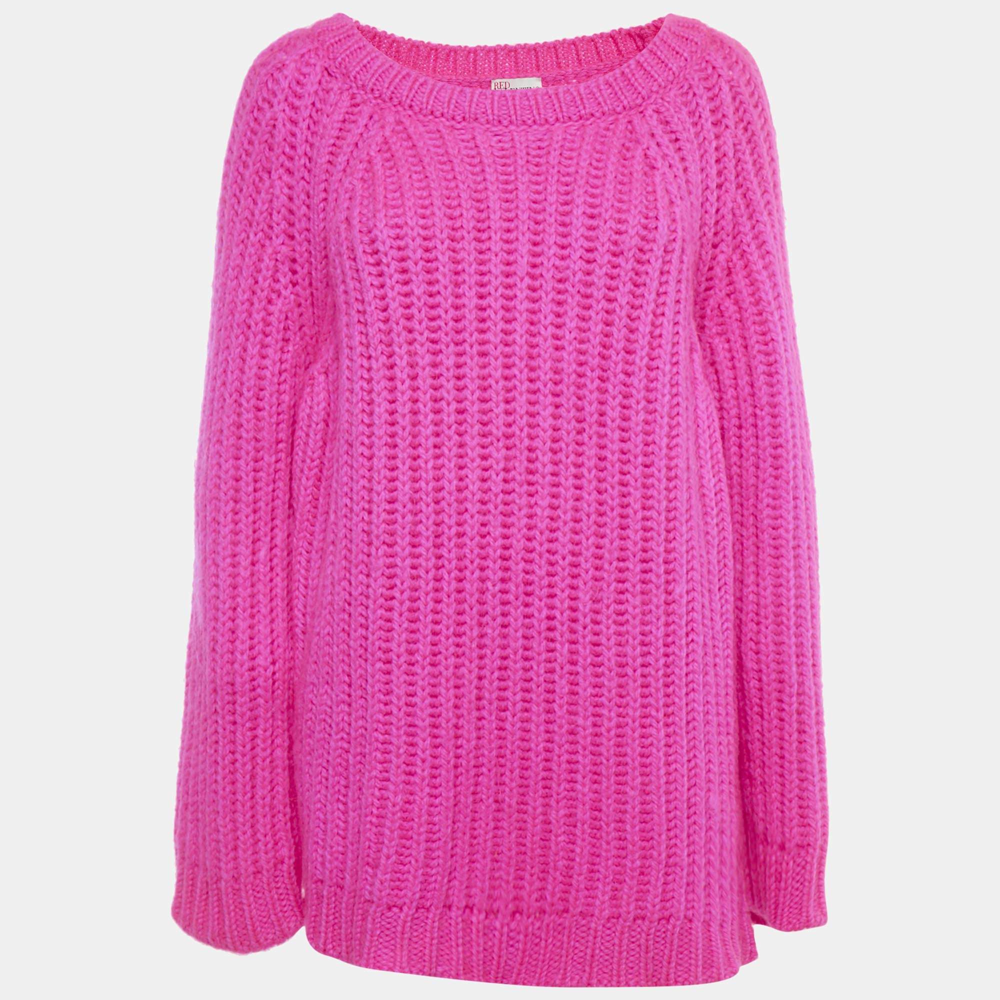 Pre Owned RED Valentino Pink Rib Knit Oversized Sweater M