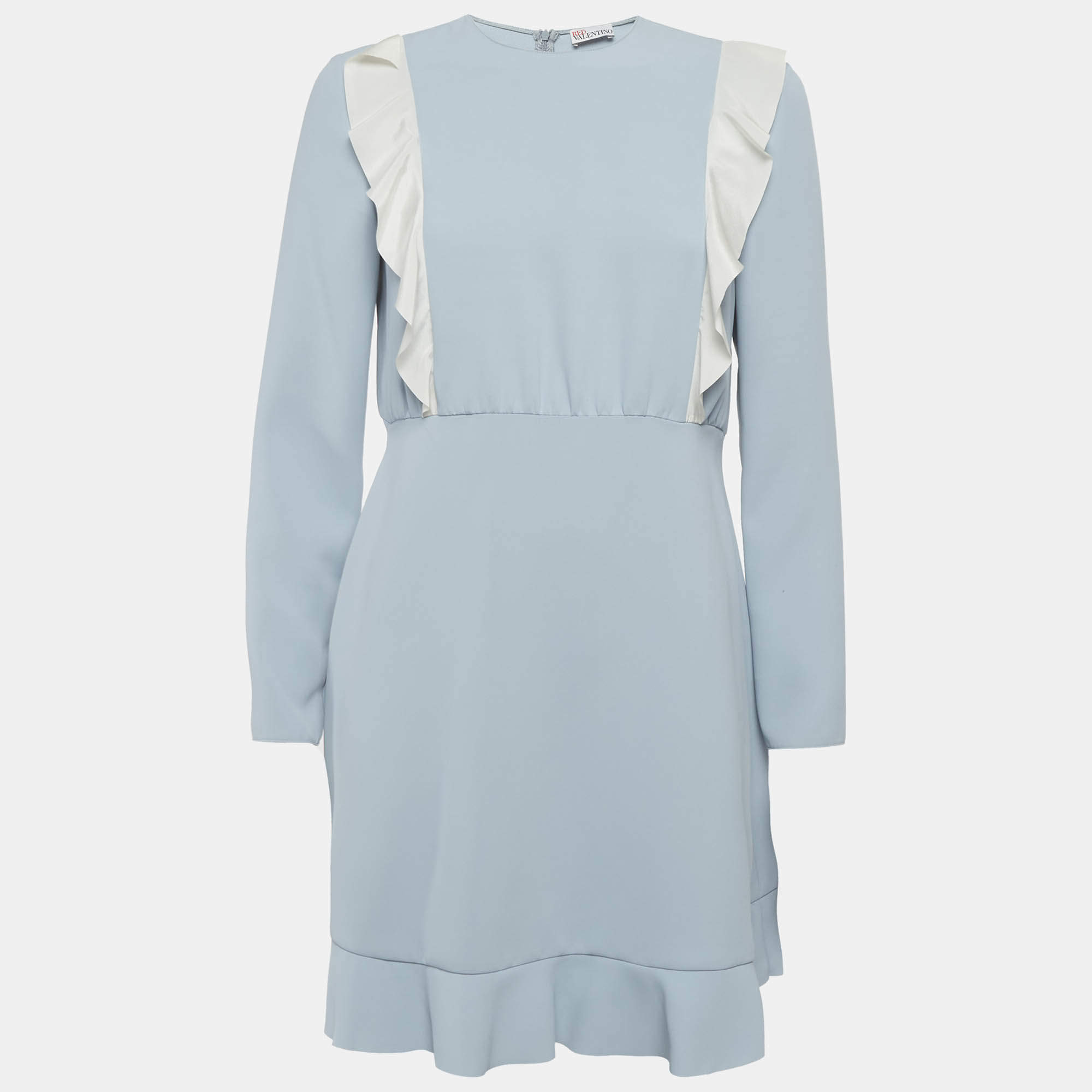 Pre Owned فستان ميدي ريد فالنتينو أزرق بأكمام كلوش مقاس ميديوم