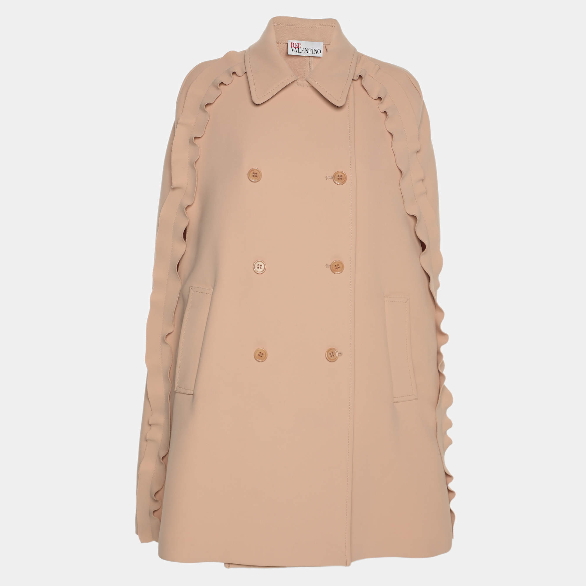 Pre Owned معطف رد فالنتينو بيج بطية مزدوجة جبرادين مقاس وسط
