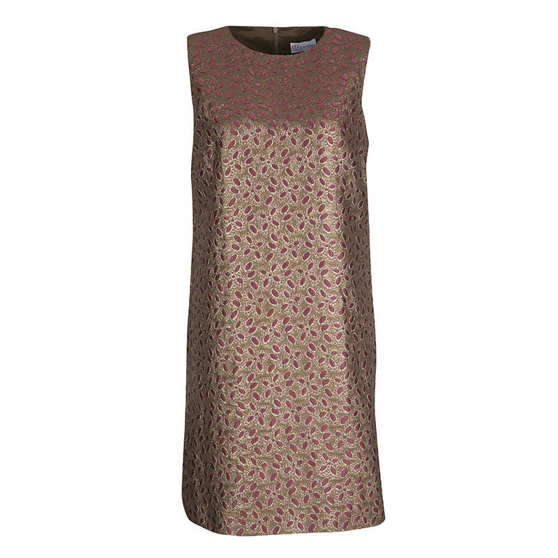 Pre Owned Red Valentino Multicolor Floral Lurex Jacquard Knit Sleeveless Dress M