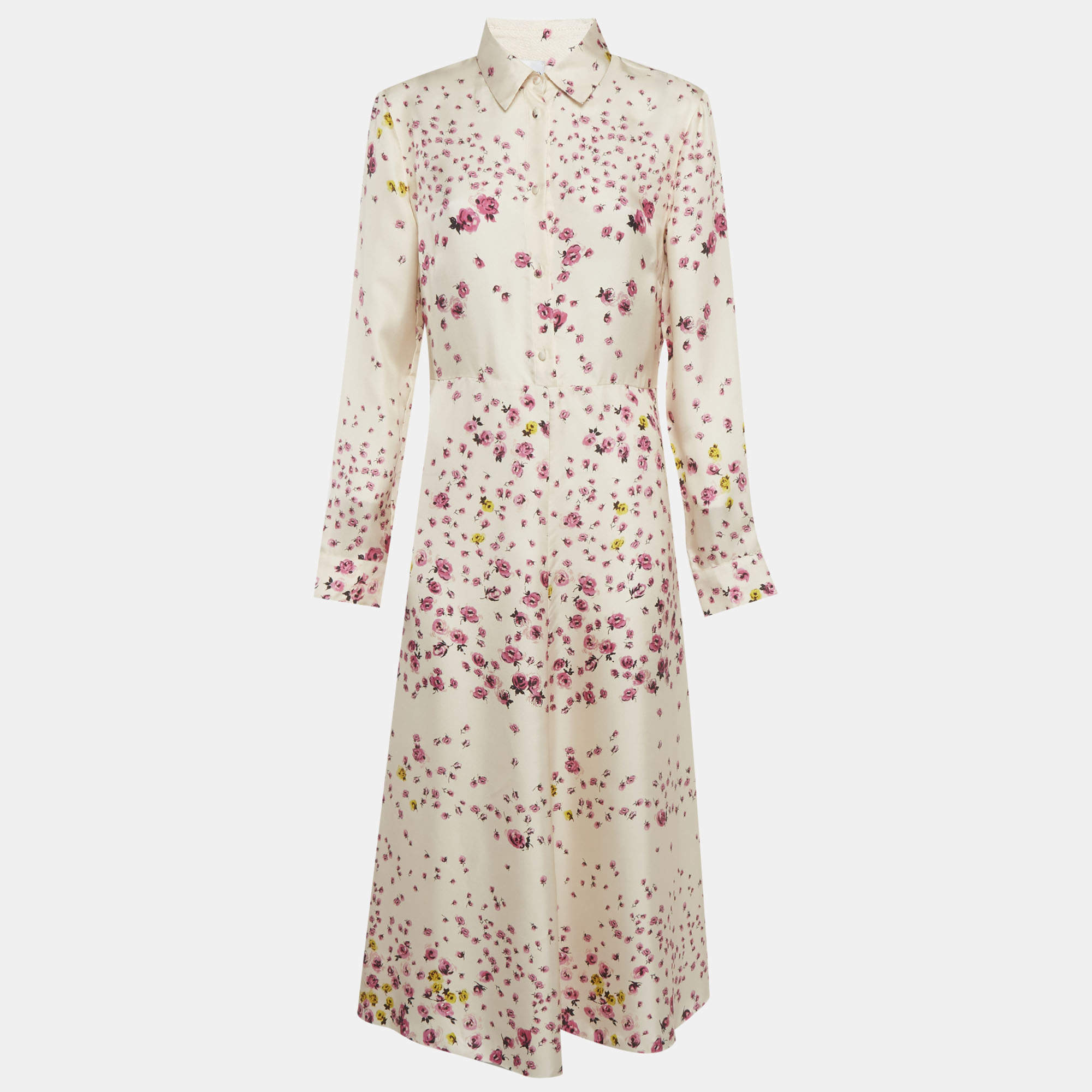 مملوكة مسبقًا فستان ريد فالنتينو وردي بطبعة زهور حرير ميدي مقاس متوسط