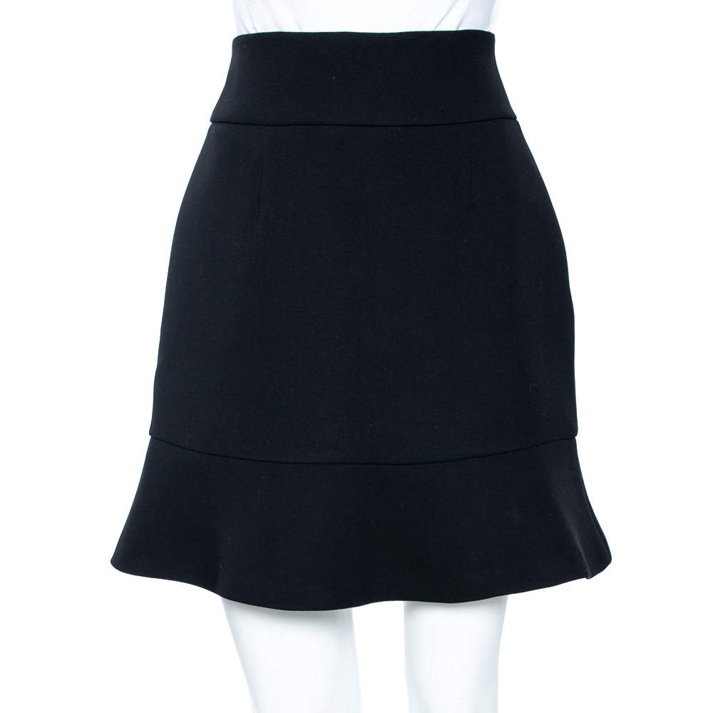 Pre Owned RED Valentino Black Crepe Mini Skirt M