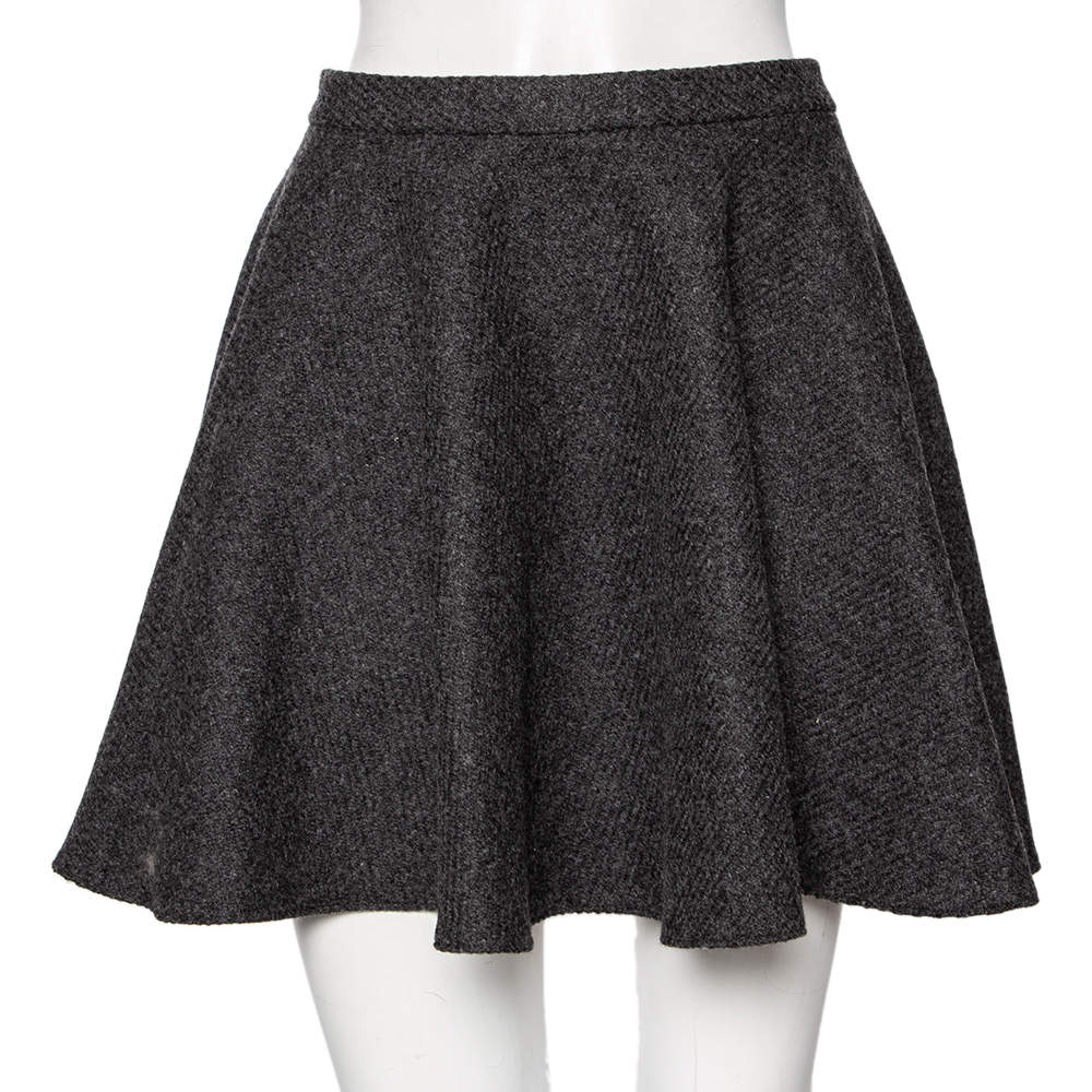 RED Valentino Grey Shetland Wool Mini Skirt S