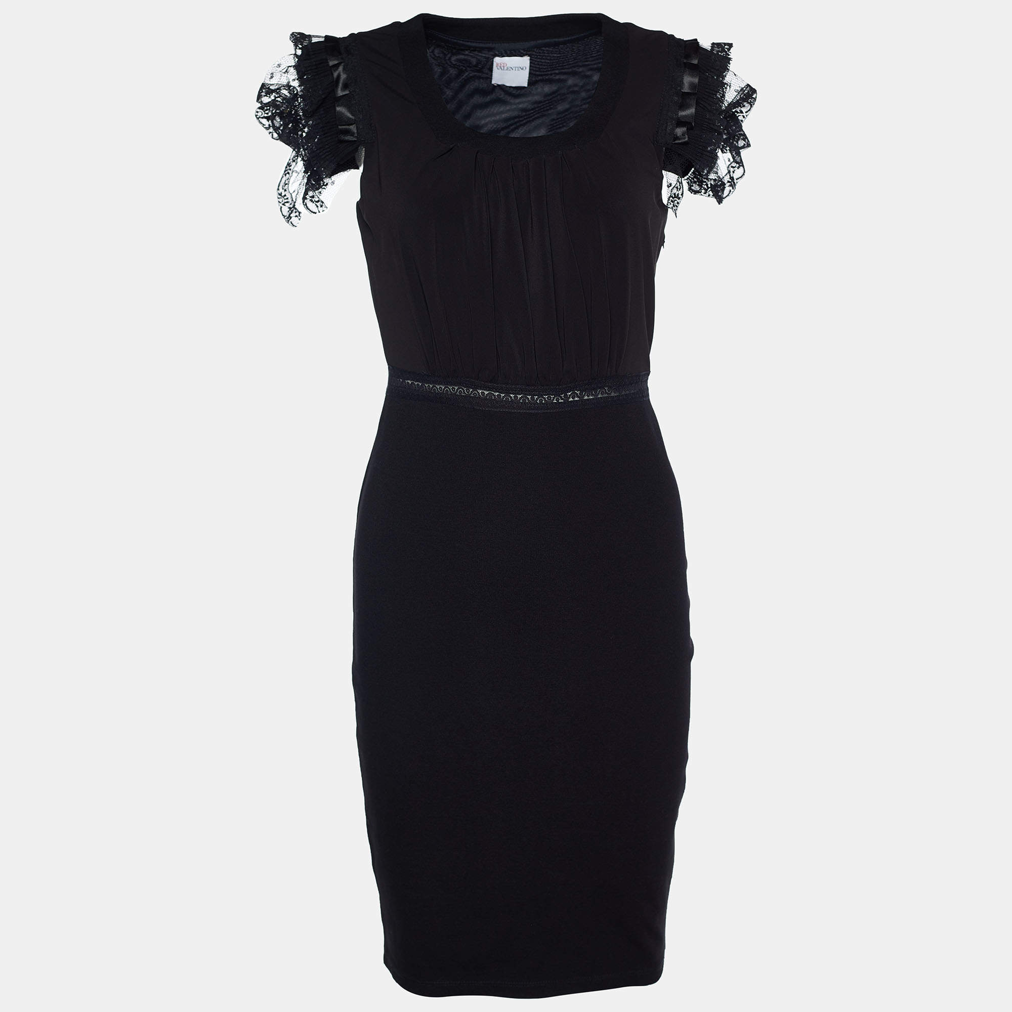 Pre Owned RED Valentino Vintage Knit Ruffled Sleeve Dress M