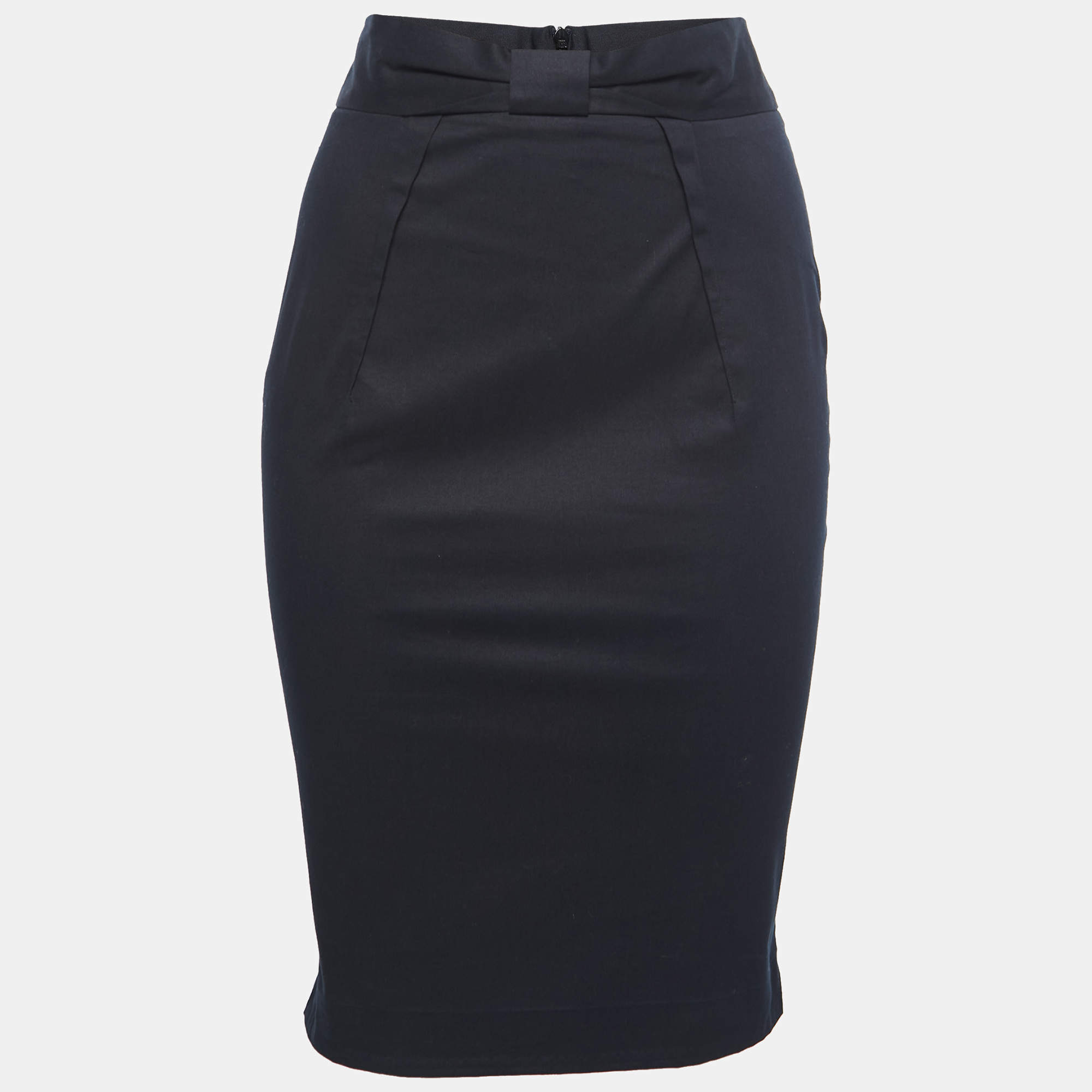 Pre Owned RED Valentino Black Cotton Midi Skirt S