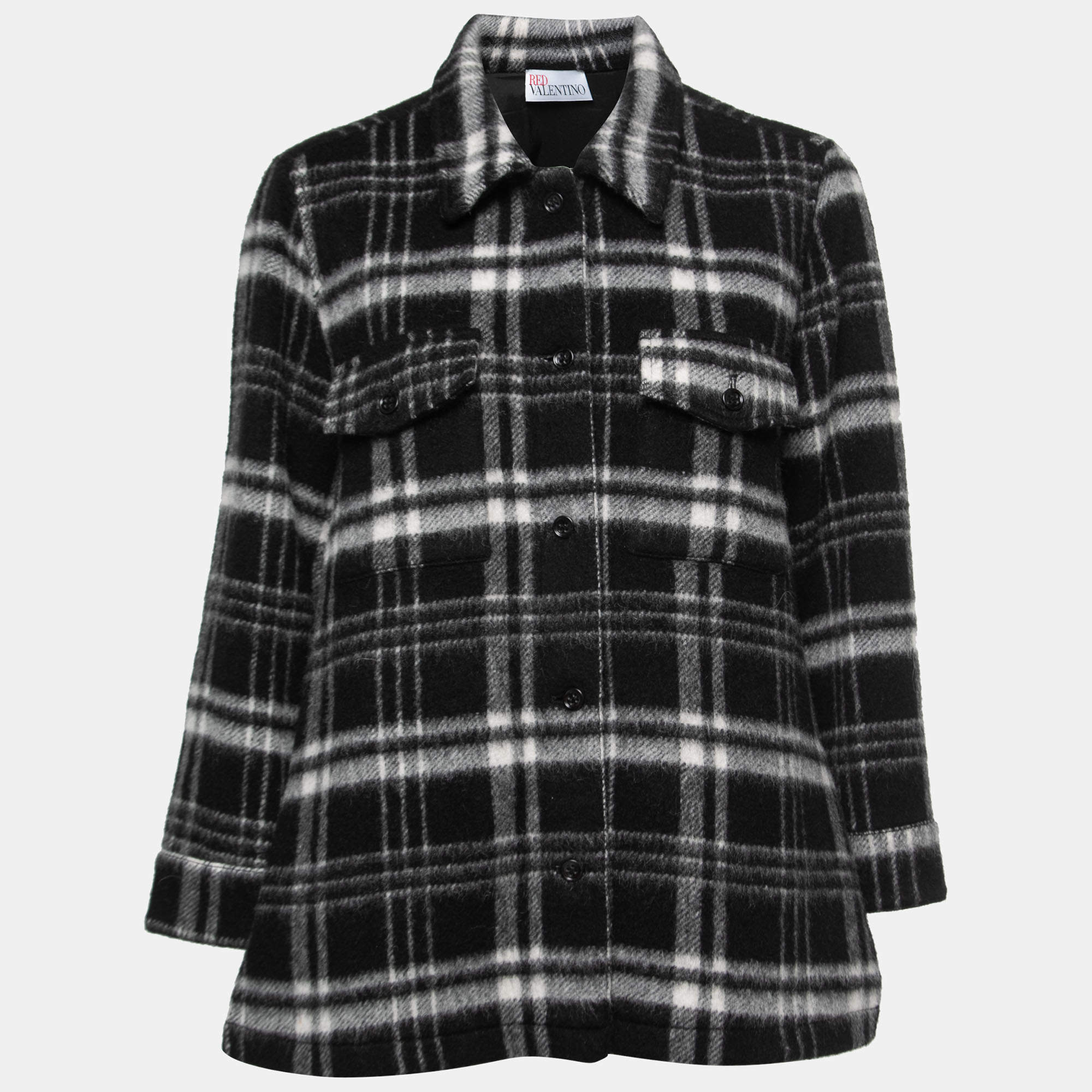 RED Valentino Black Checked Wool Blend Jacket M