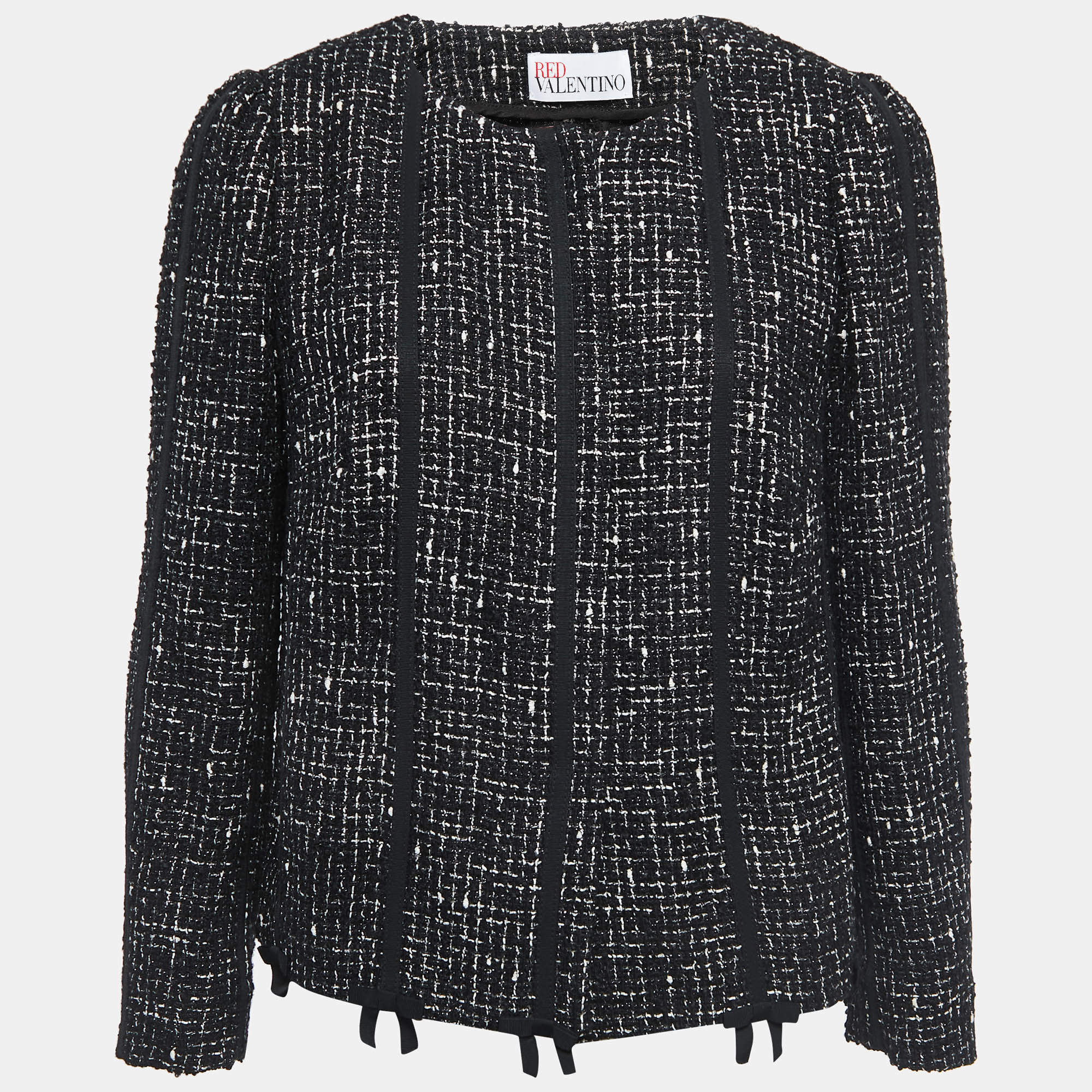 RED Valentino Black Tweed Button Front Jacket L