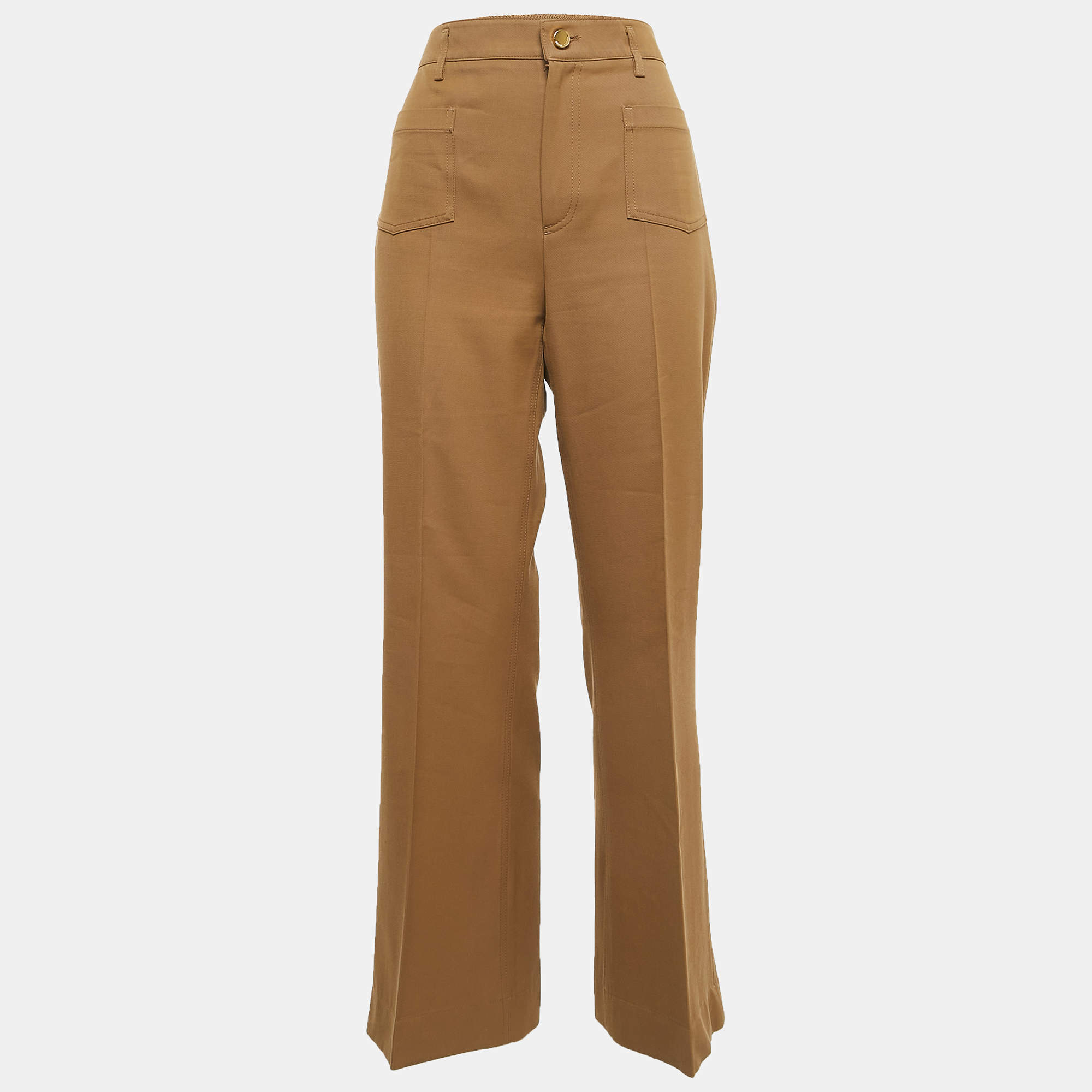 RED Valentino Brown Cotton Blend Wide Leg Trousers M
