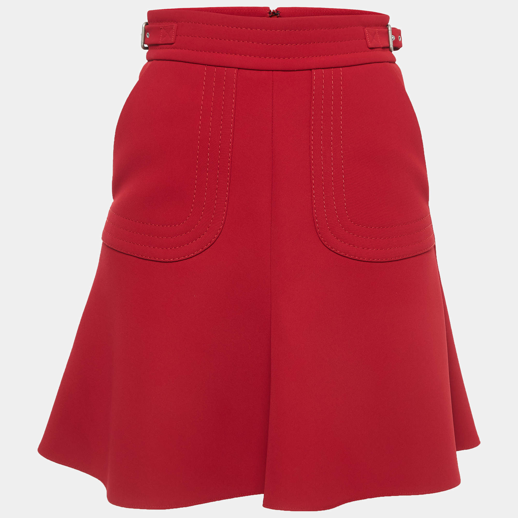 Pre Owned RED Valentino Red Crepe Mini Skirt S