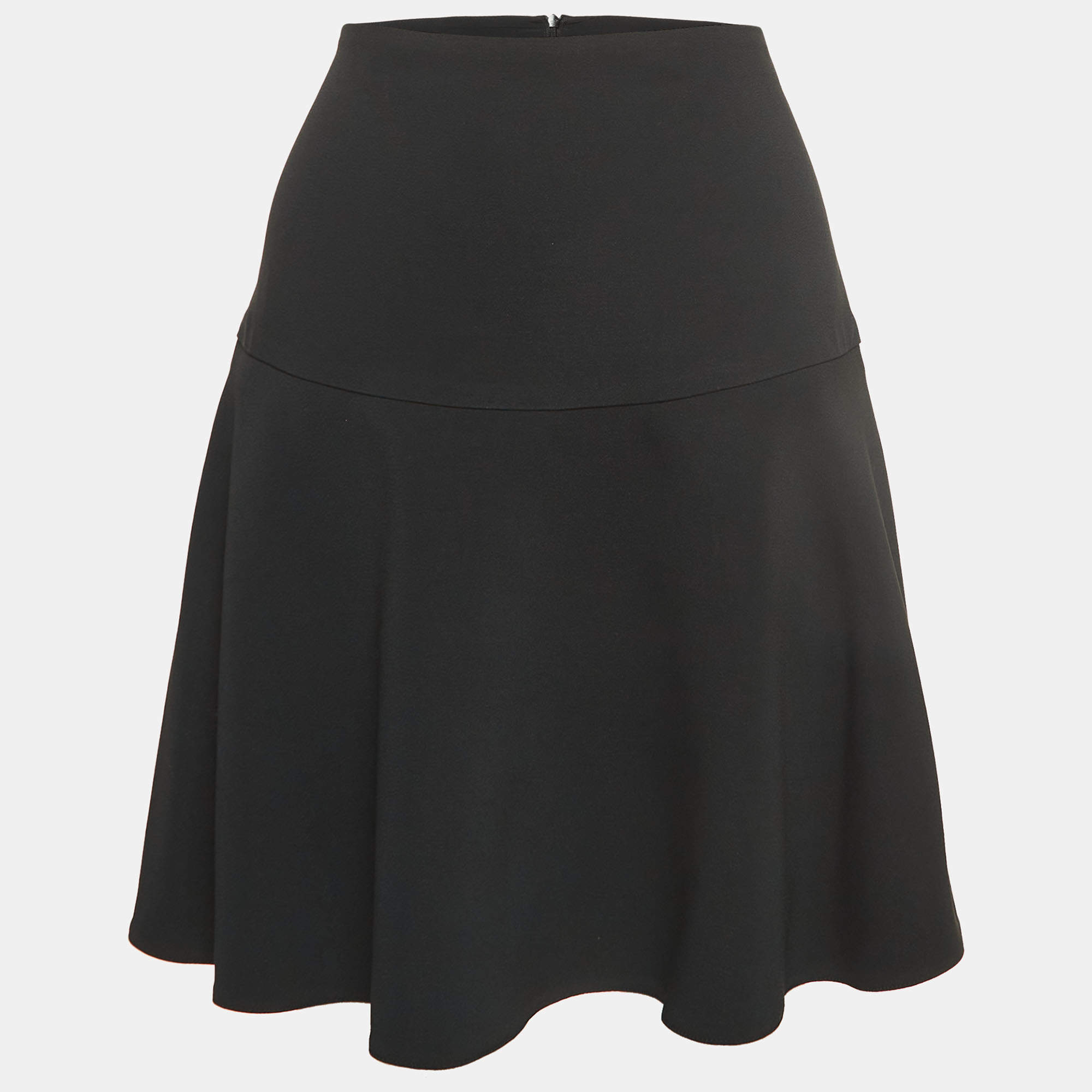 Pre Owned RED Valentino Black Crepe Flared Hem Mini Skirt M